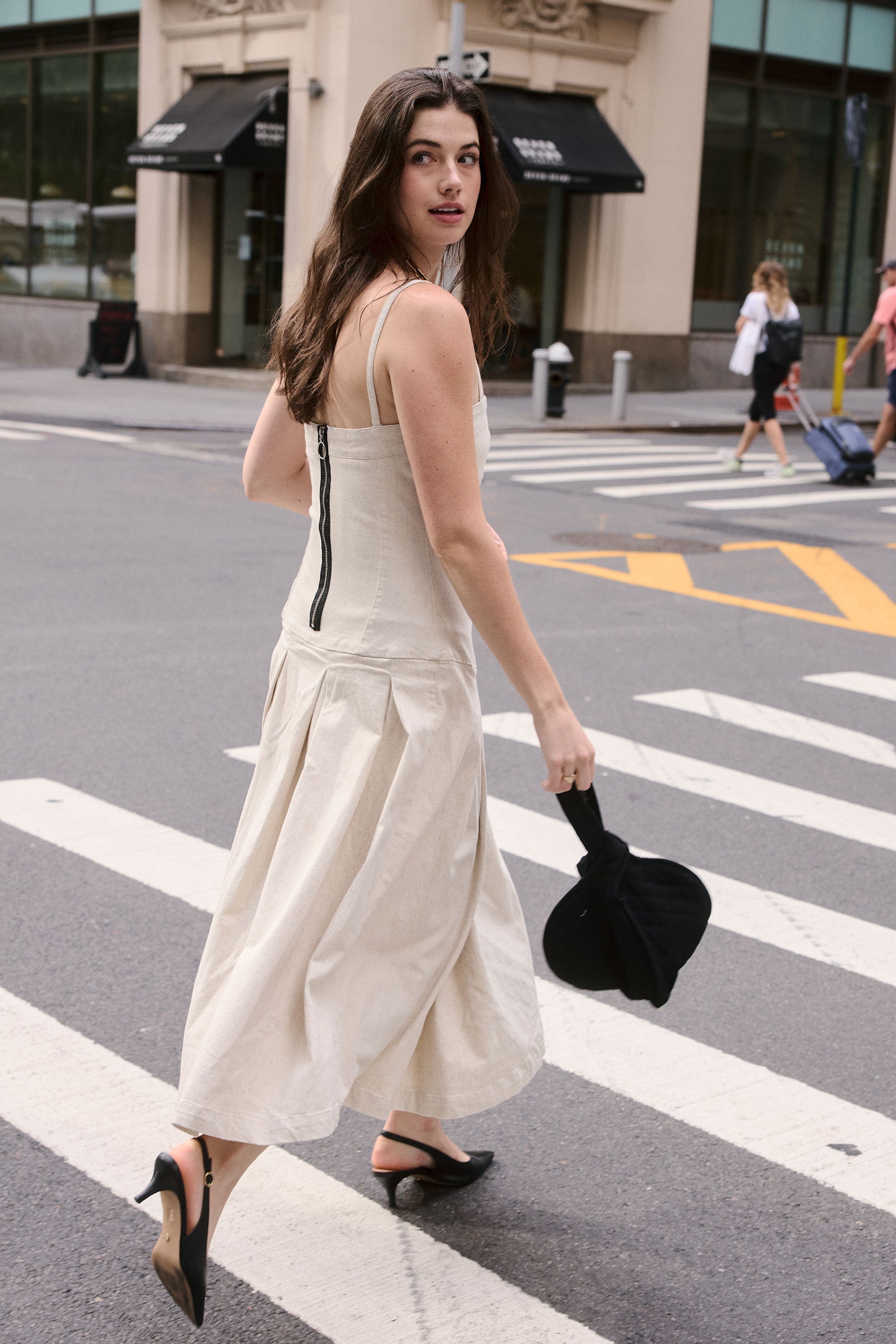 Maddie Dress in Ecru Denim - seventy + mochi