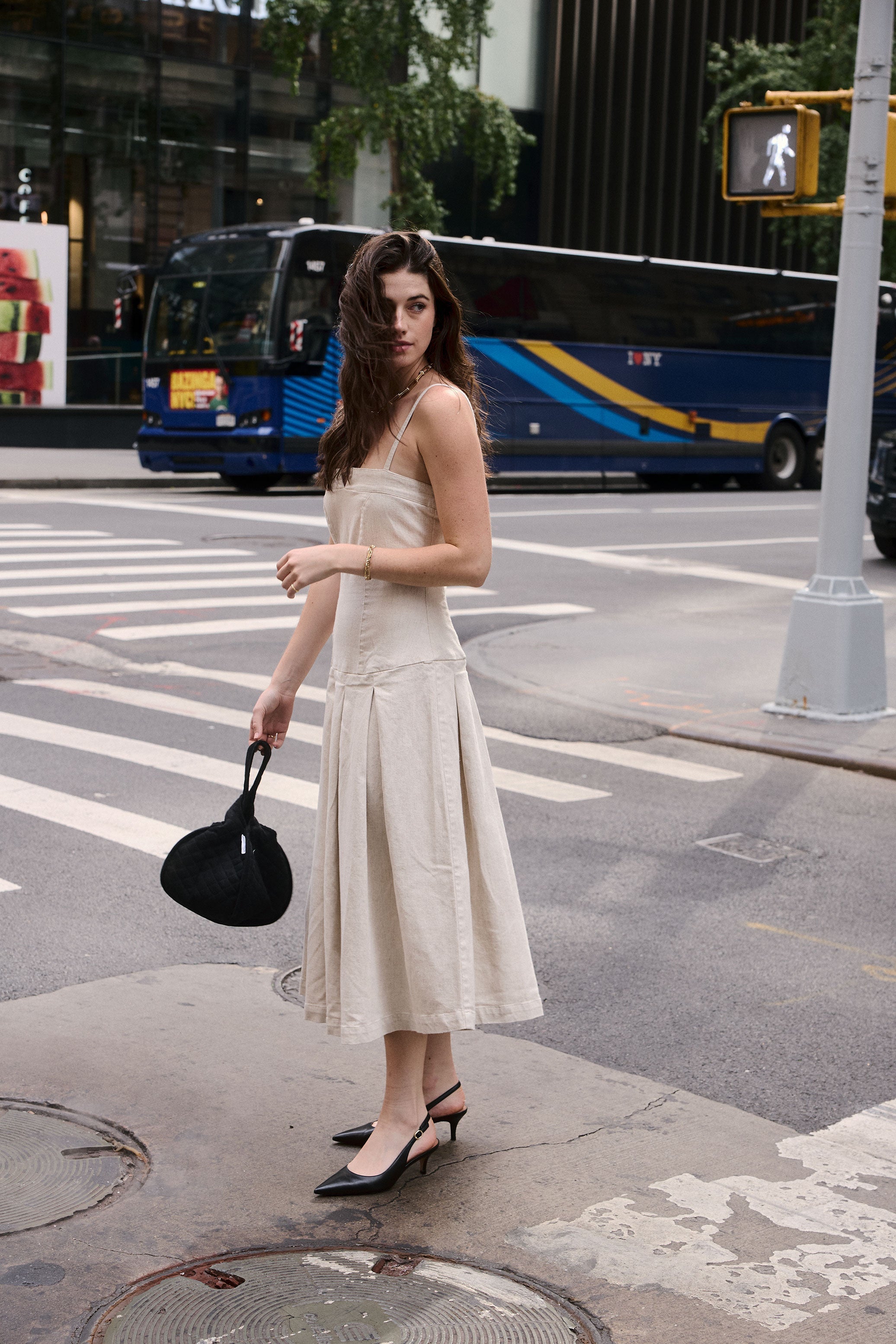 Maddie Dress in Ecru Denim - seventy + mochi