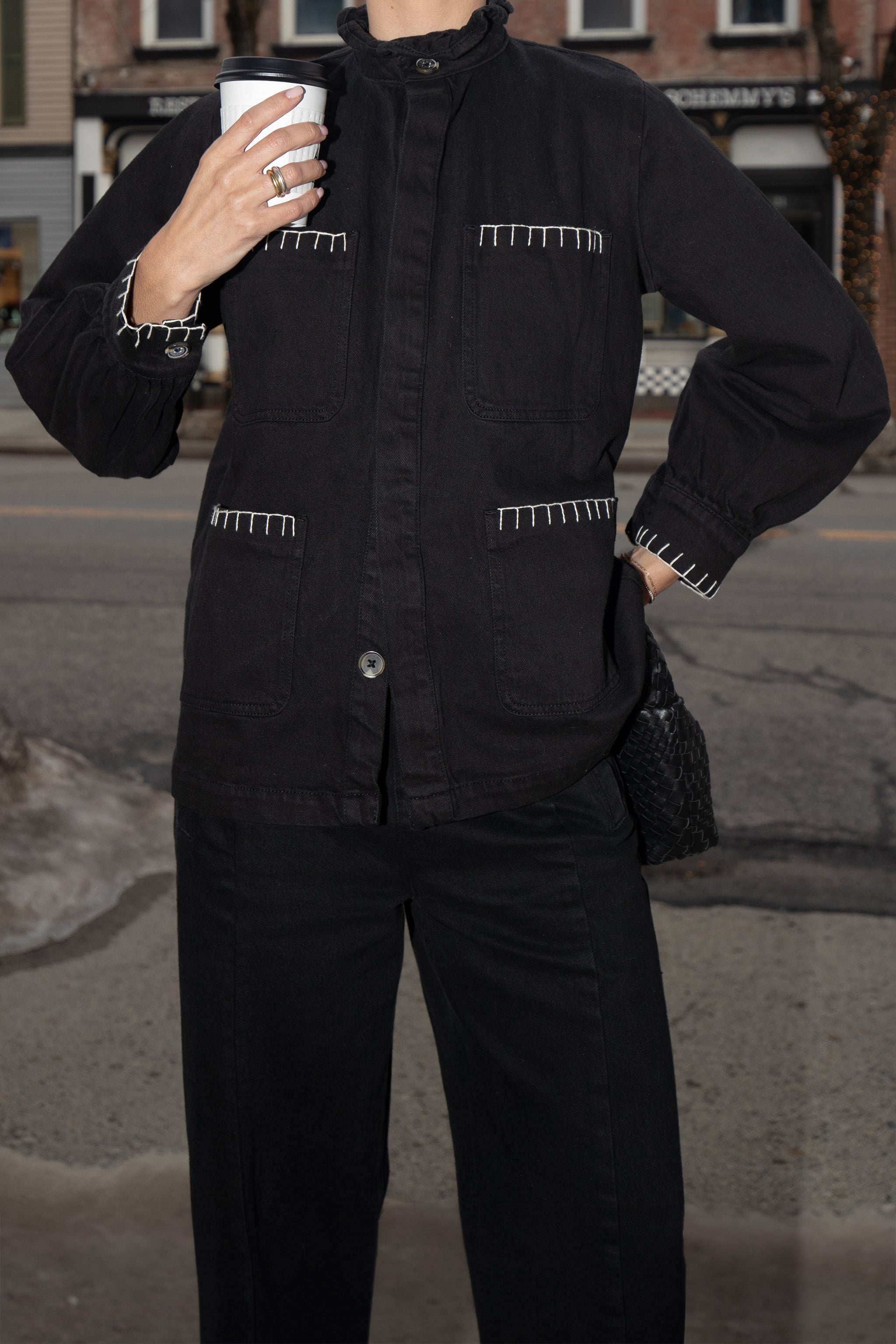 Pablo Jacket in Black Denim - seventy + mochi