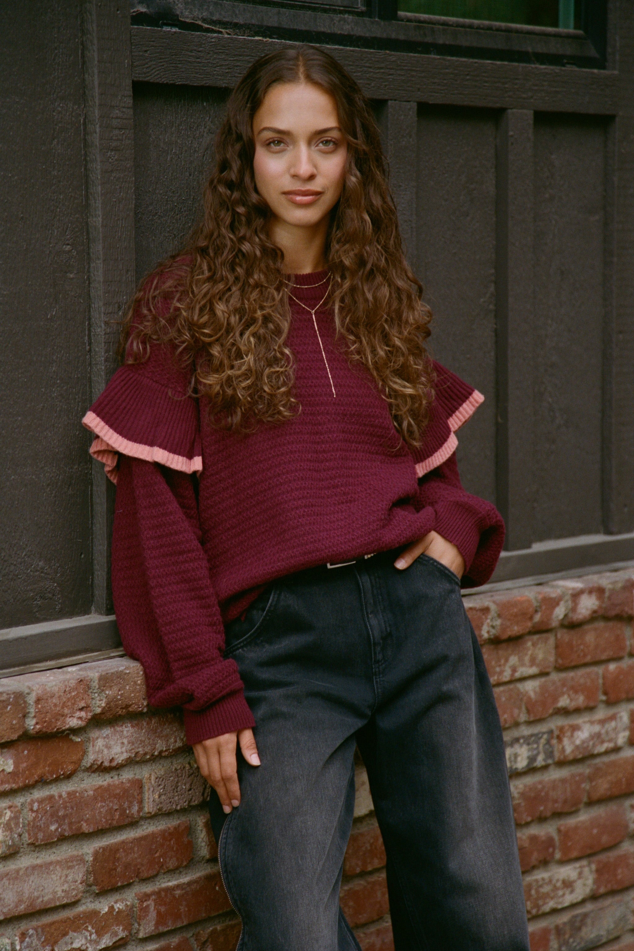 Aria Wool Sweater in Mulberry