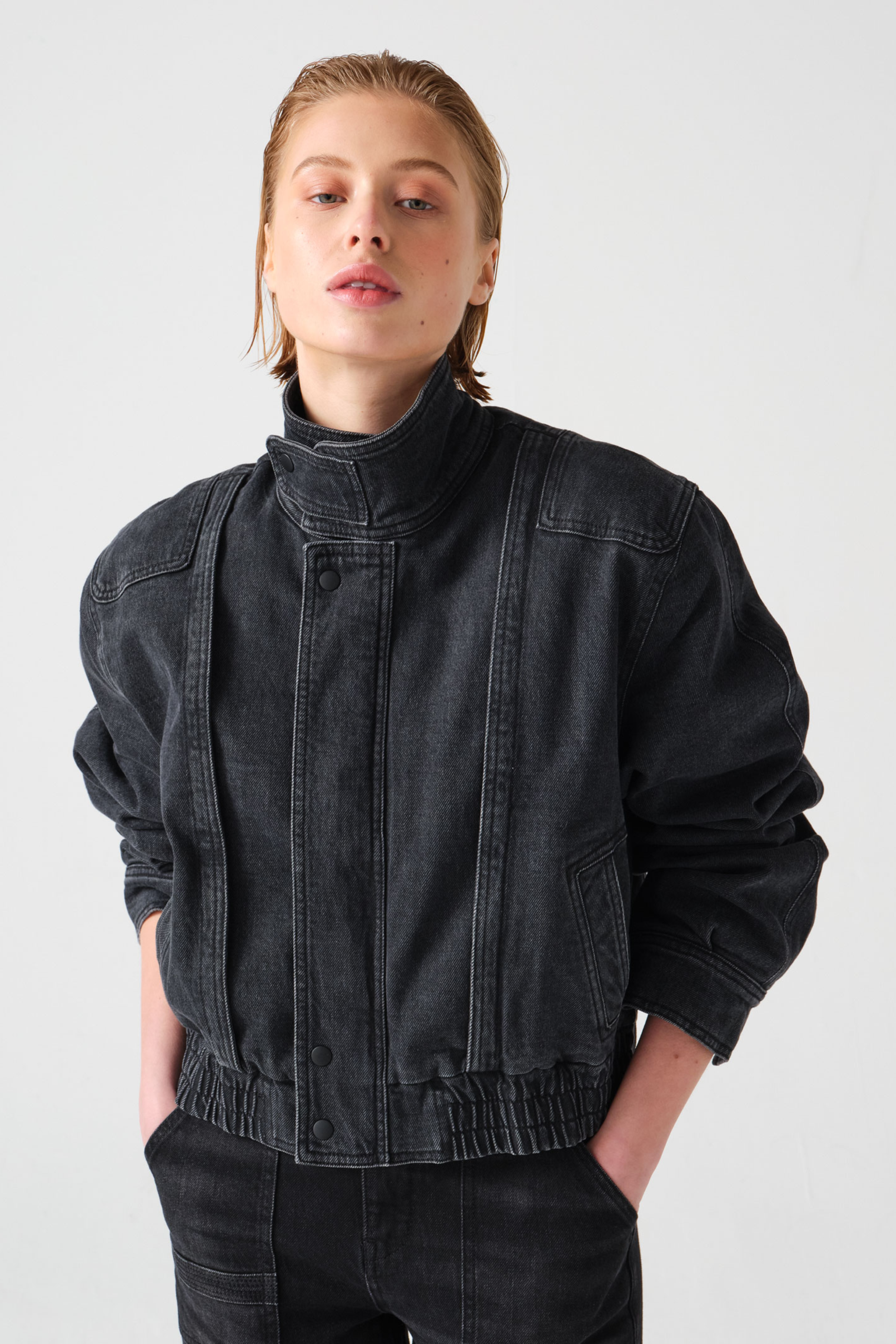 Juno Jacket in Washed Black - seventy + mochi