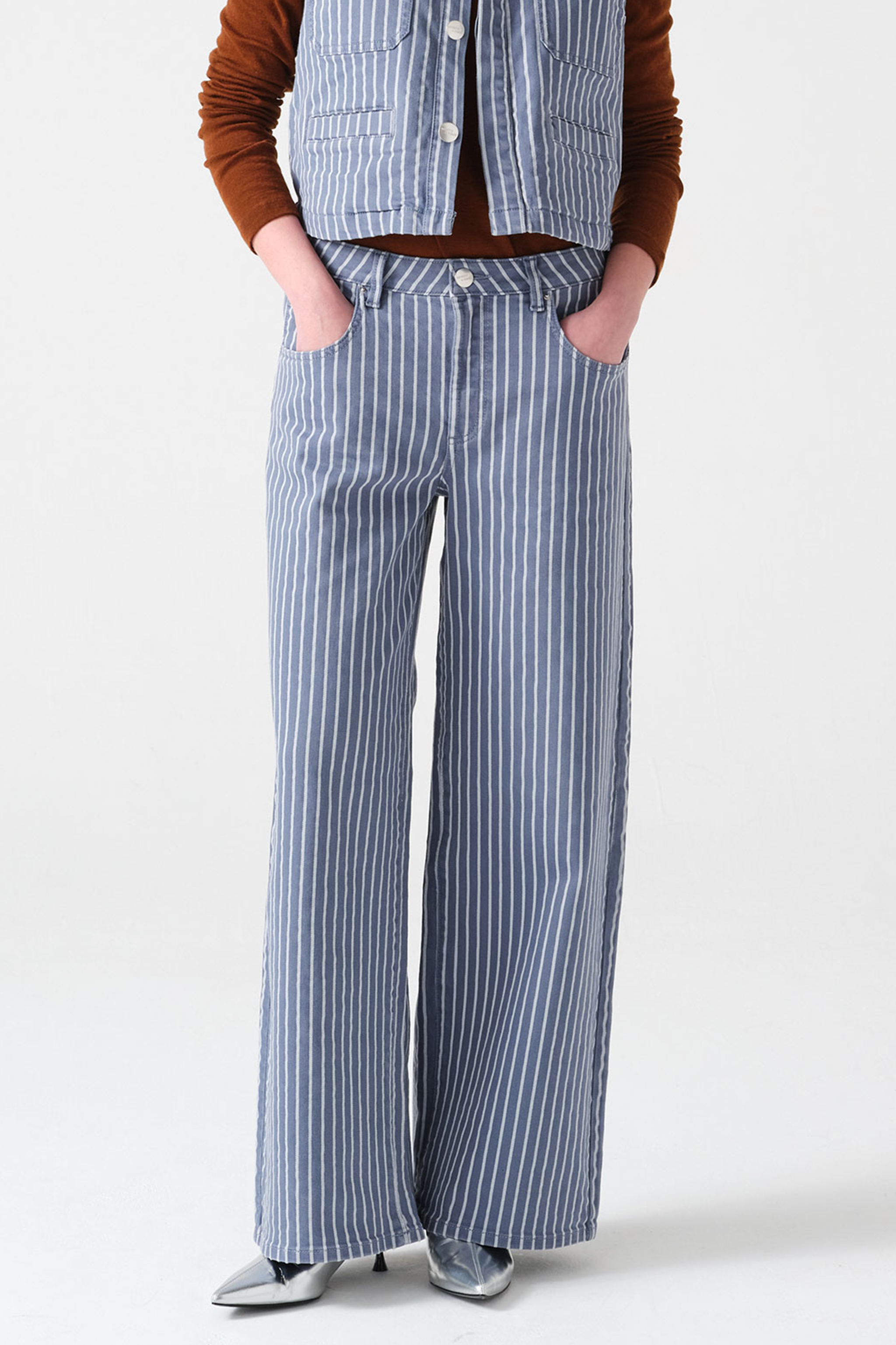 Gracie Jean in Washed Denim Wide Stripe - seventy + mochi