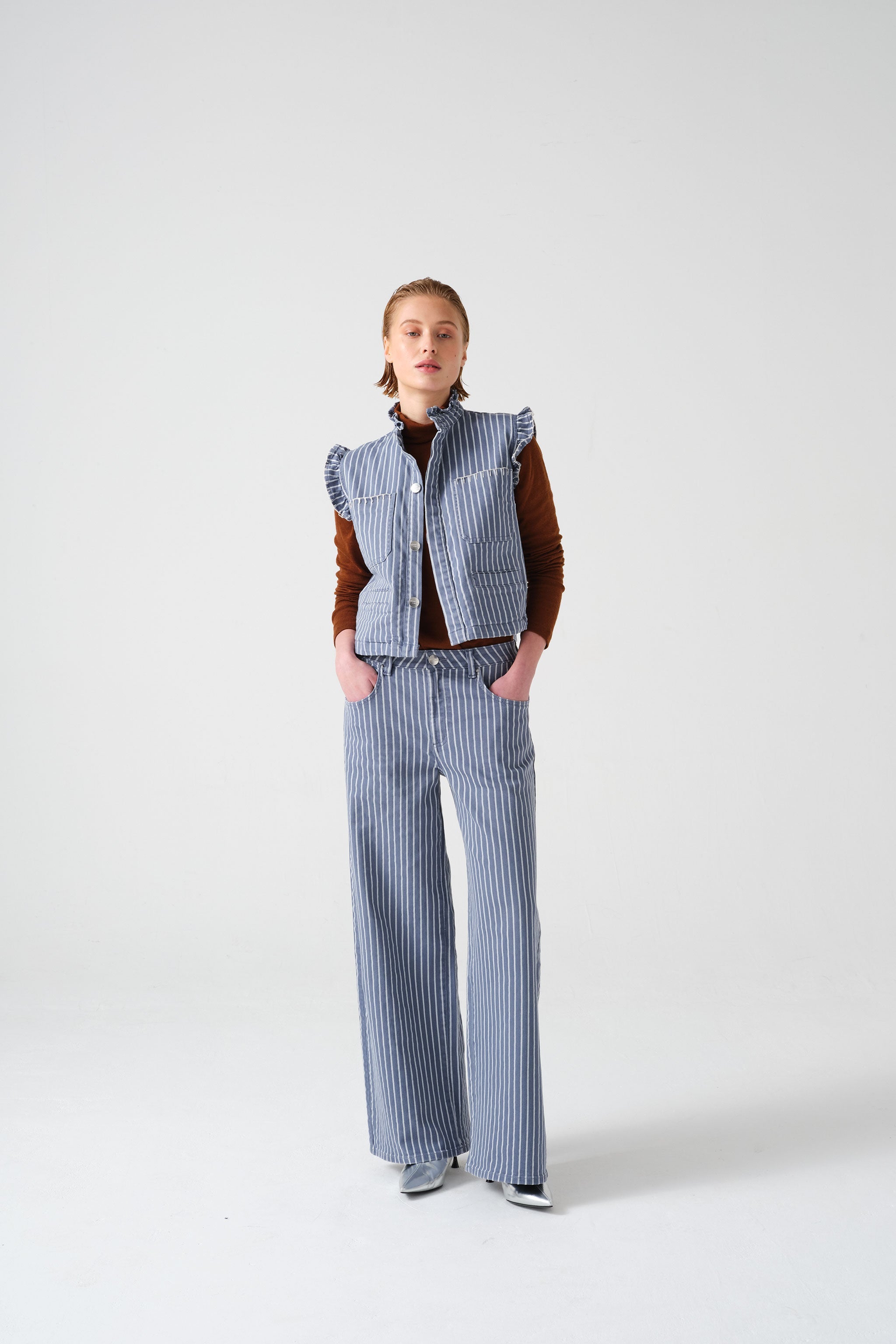 Gracie Jean in Washed Denim Wide Stripe - seventy + mochi