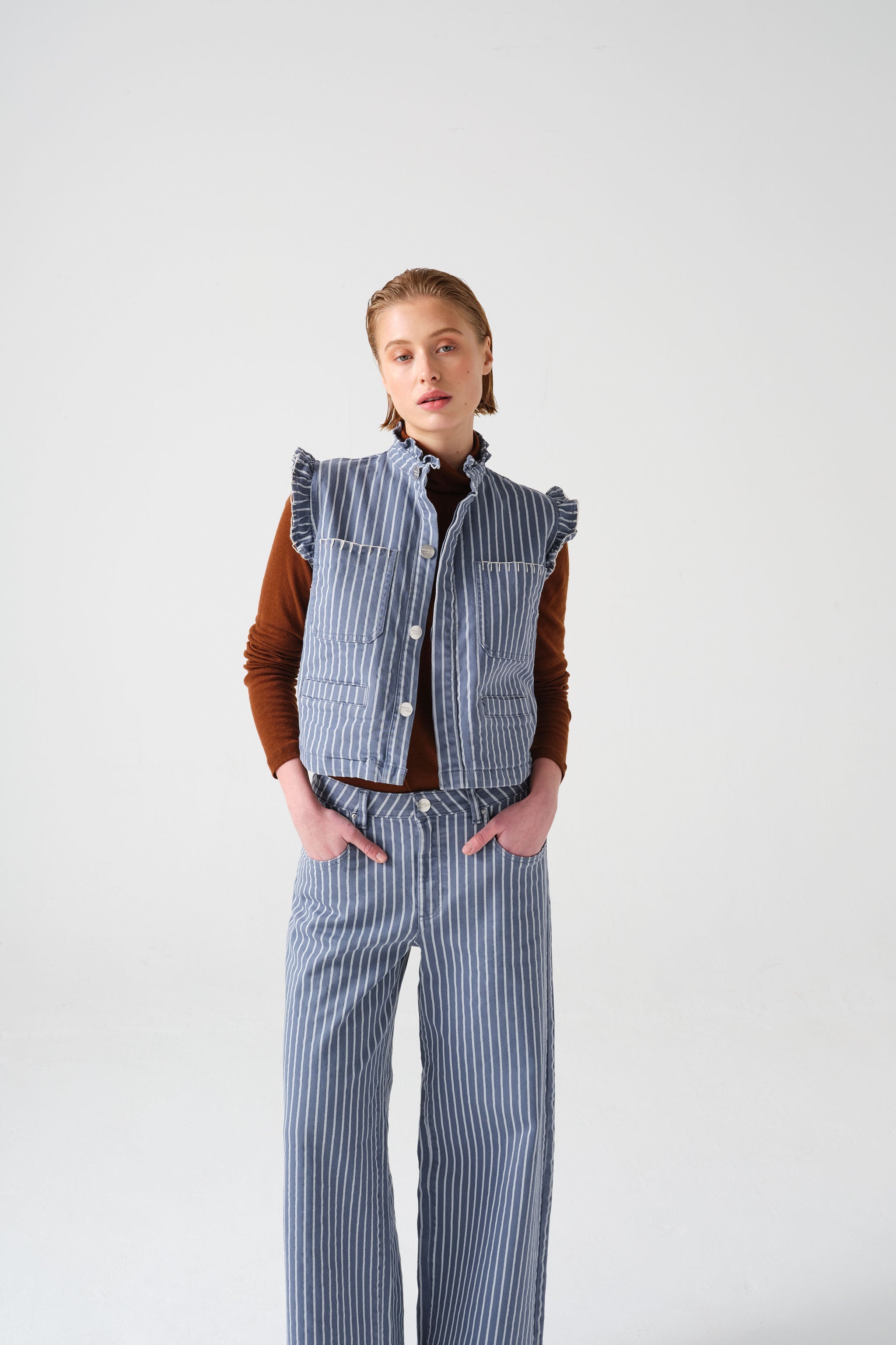 Gracie Jean in Washed Denim Wide Stripe - seventy + mochi