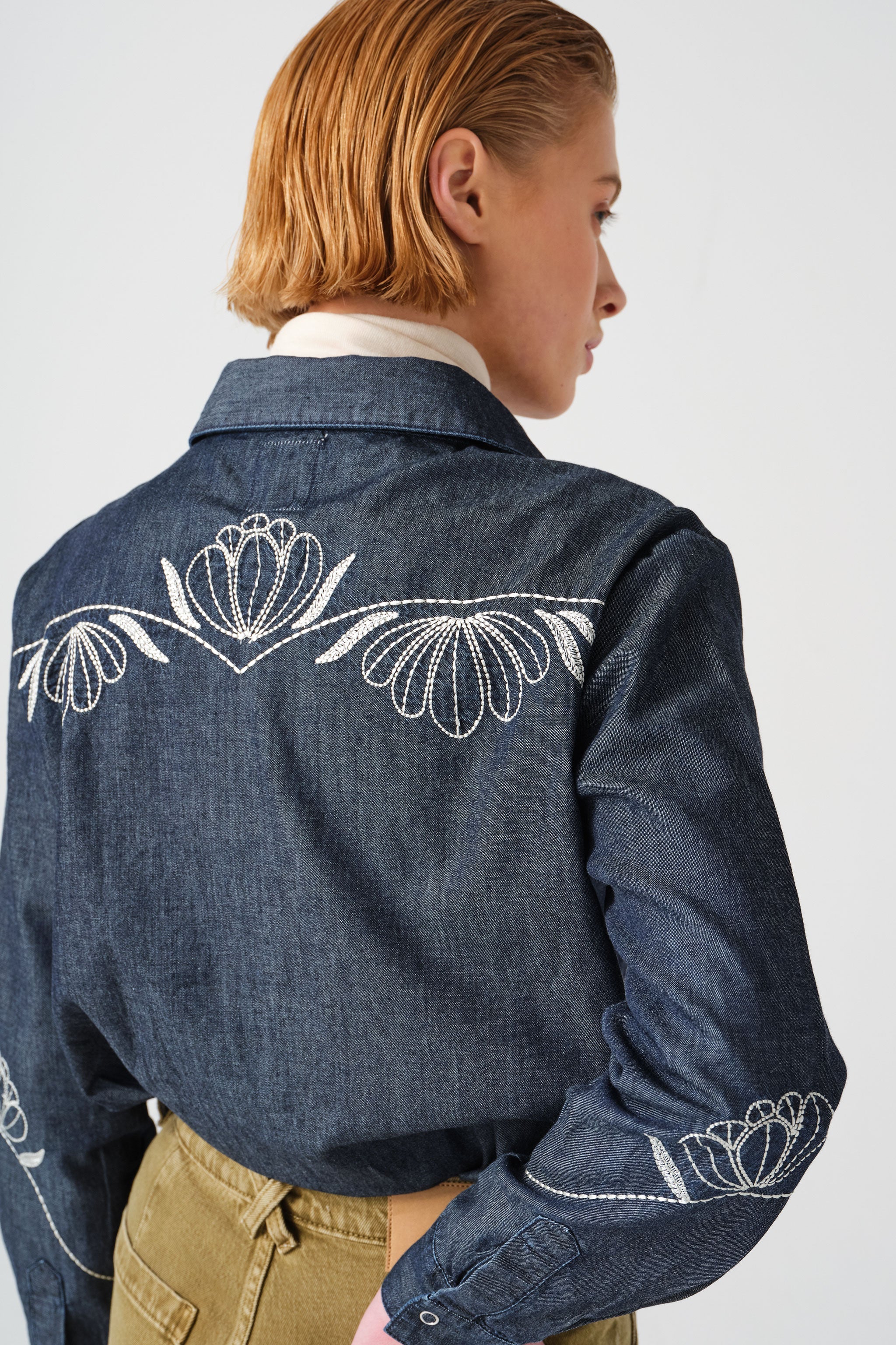 Flor Ray Shirt in Indigo Rinse - seventy + mochi