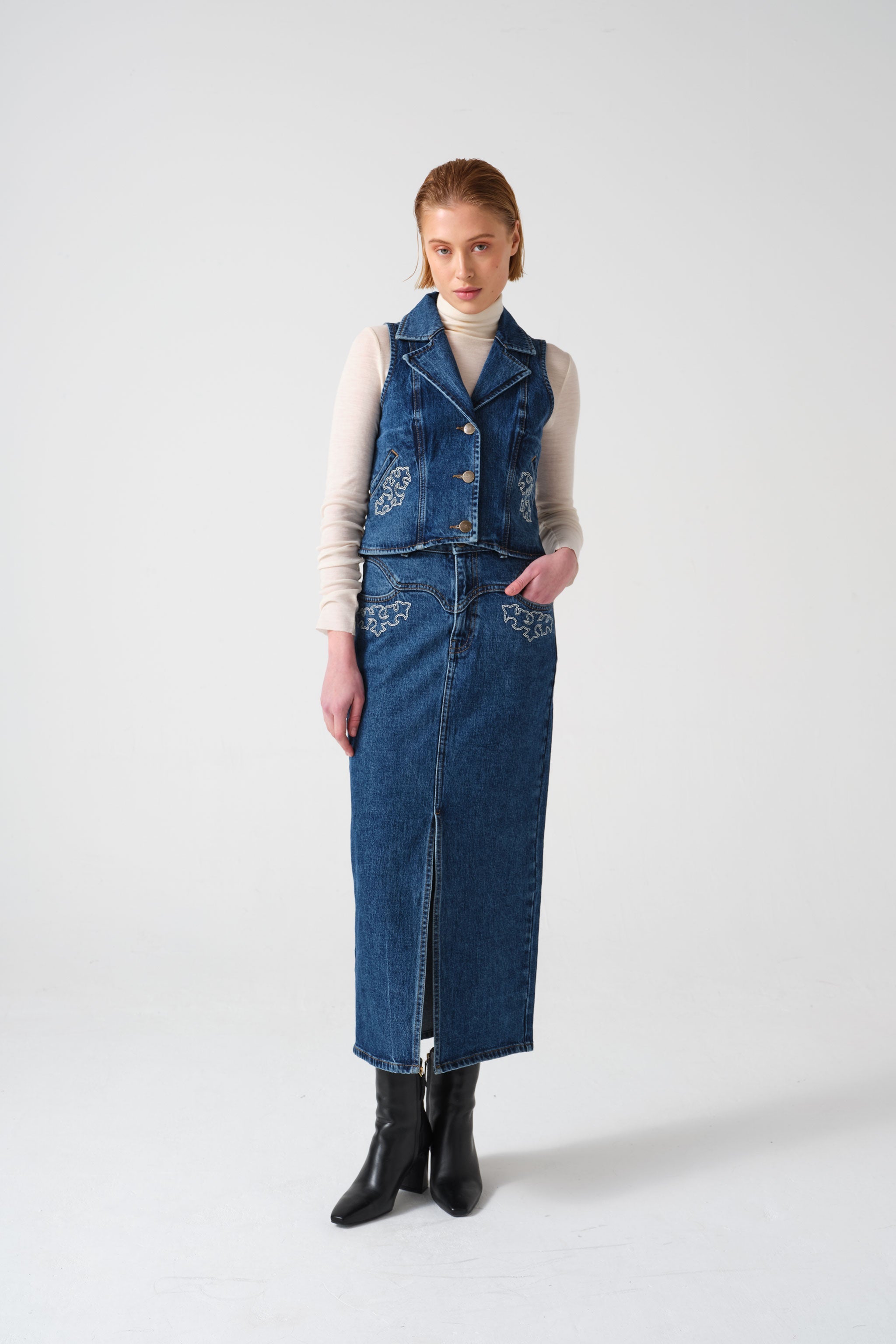 Embroidered Mia Skirt in Idaho Vintage - seventy + mochi