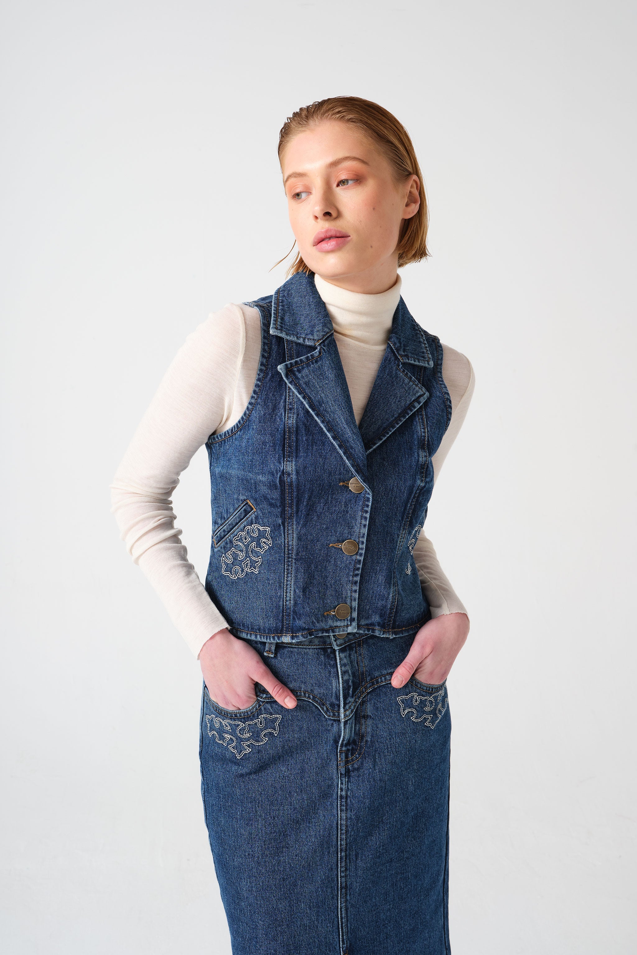 Embroidered Mia Waistcoat in Idaho Vintage - seventy + mochi