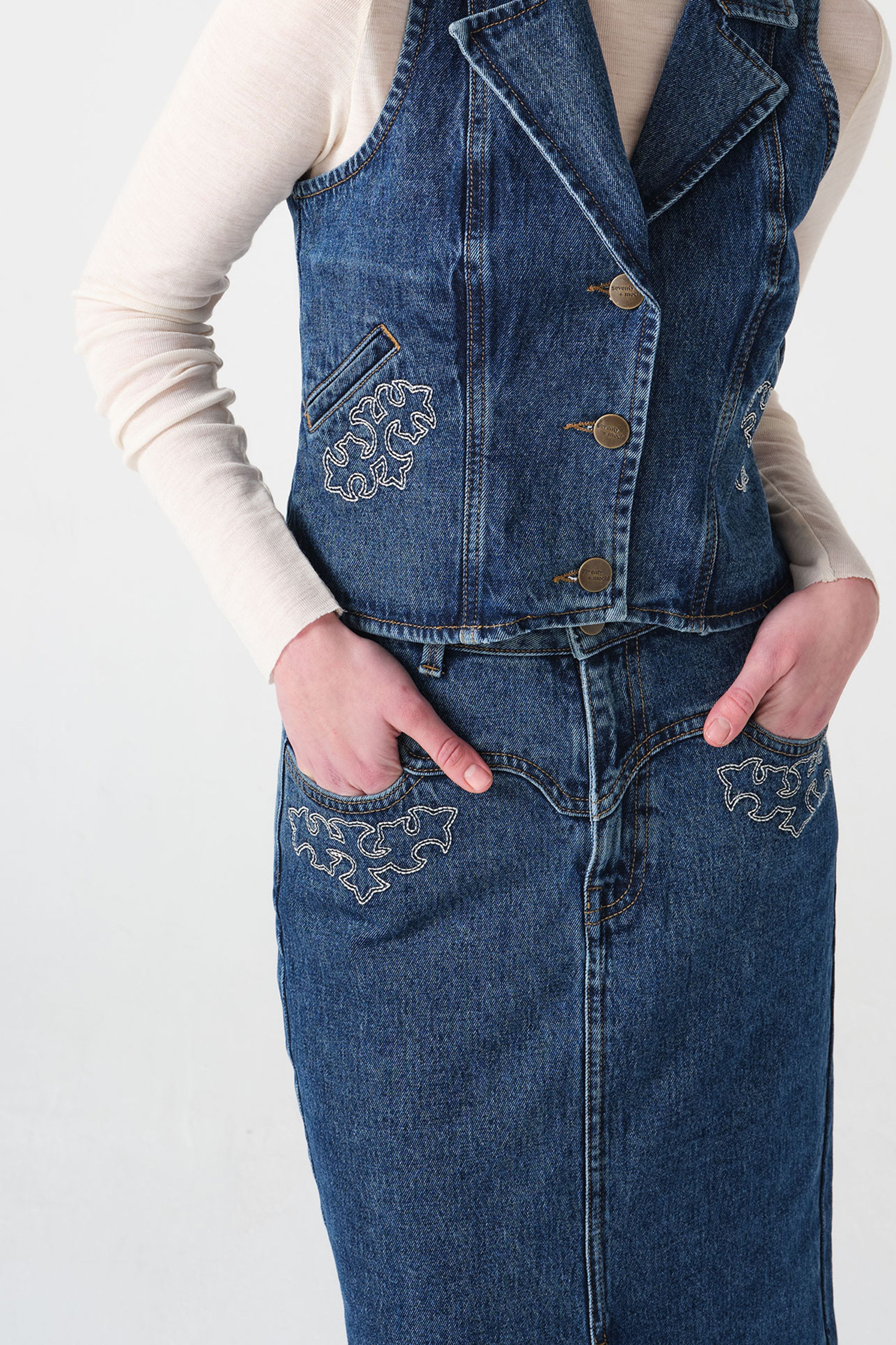 Embroidered Mia Waistcoat in Idaho Vintage - seventy + mochi
