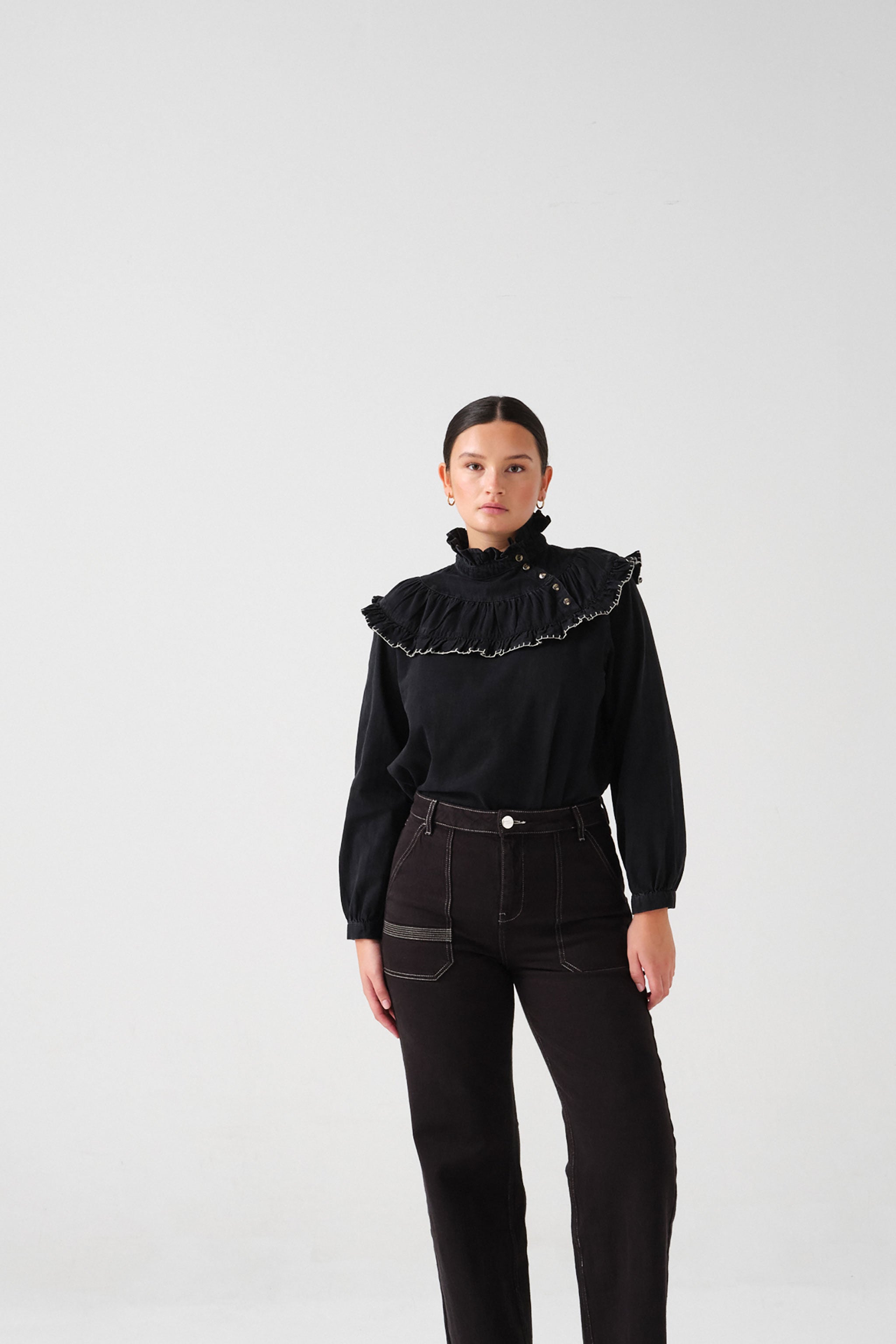Victoria Blouse in Washed Black - seventy + mochi