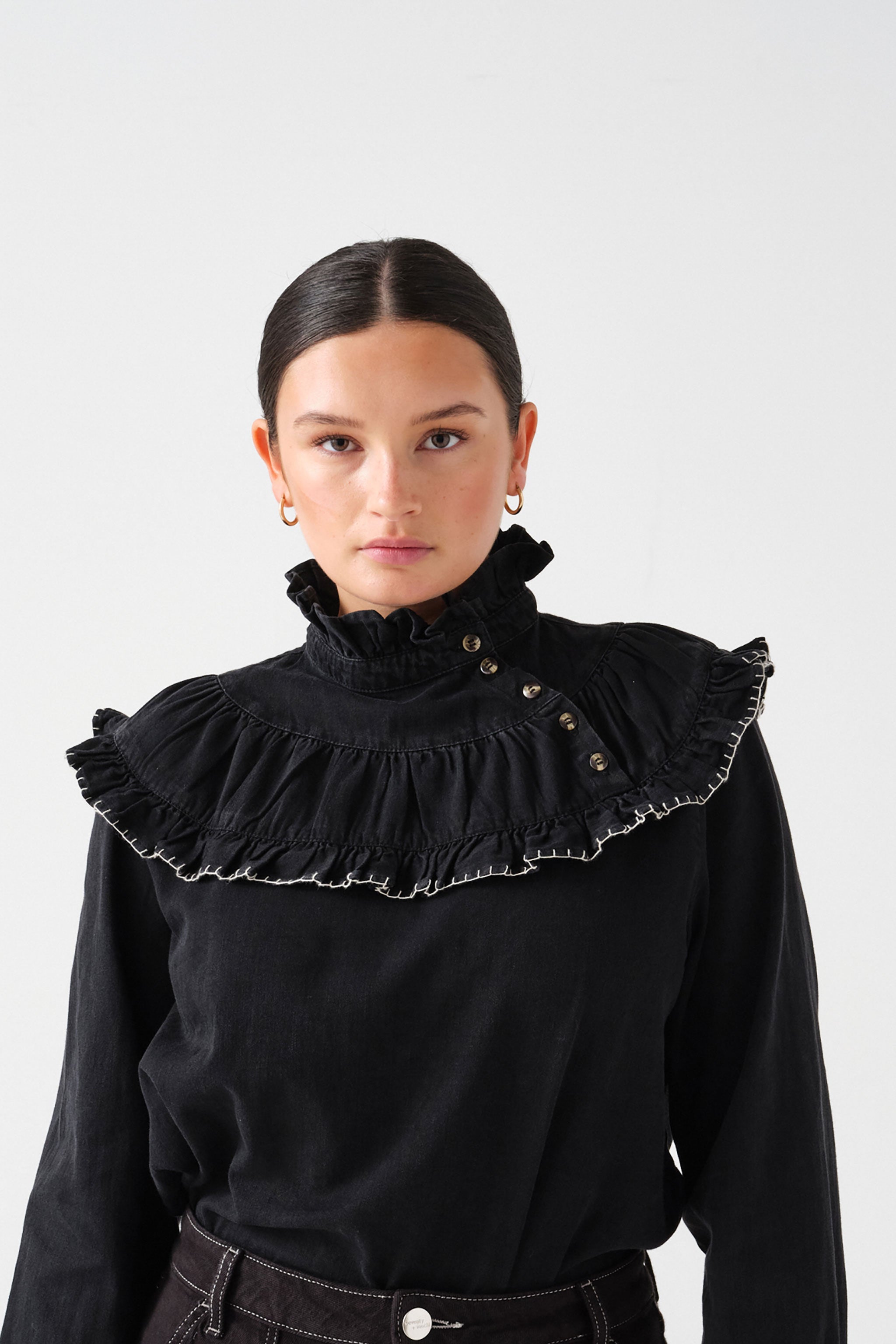Victoria Blouse in Washed Black - seventy + mochi
