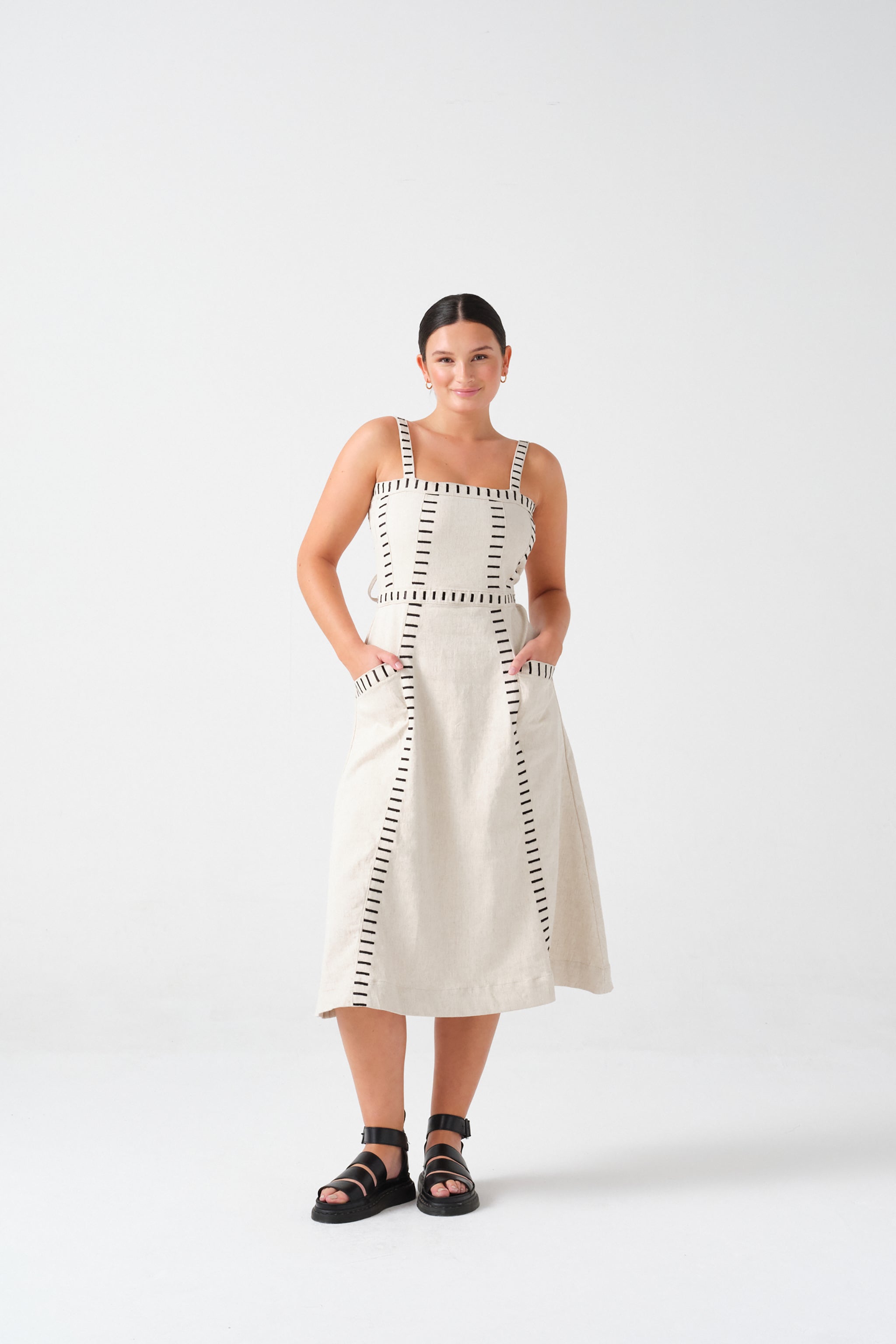 Ella Dress in Ecru Denim - seventy + mochi