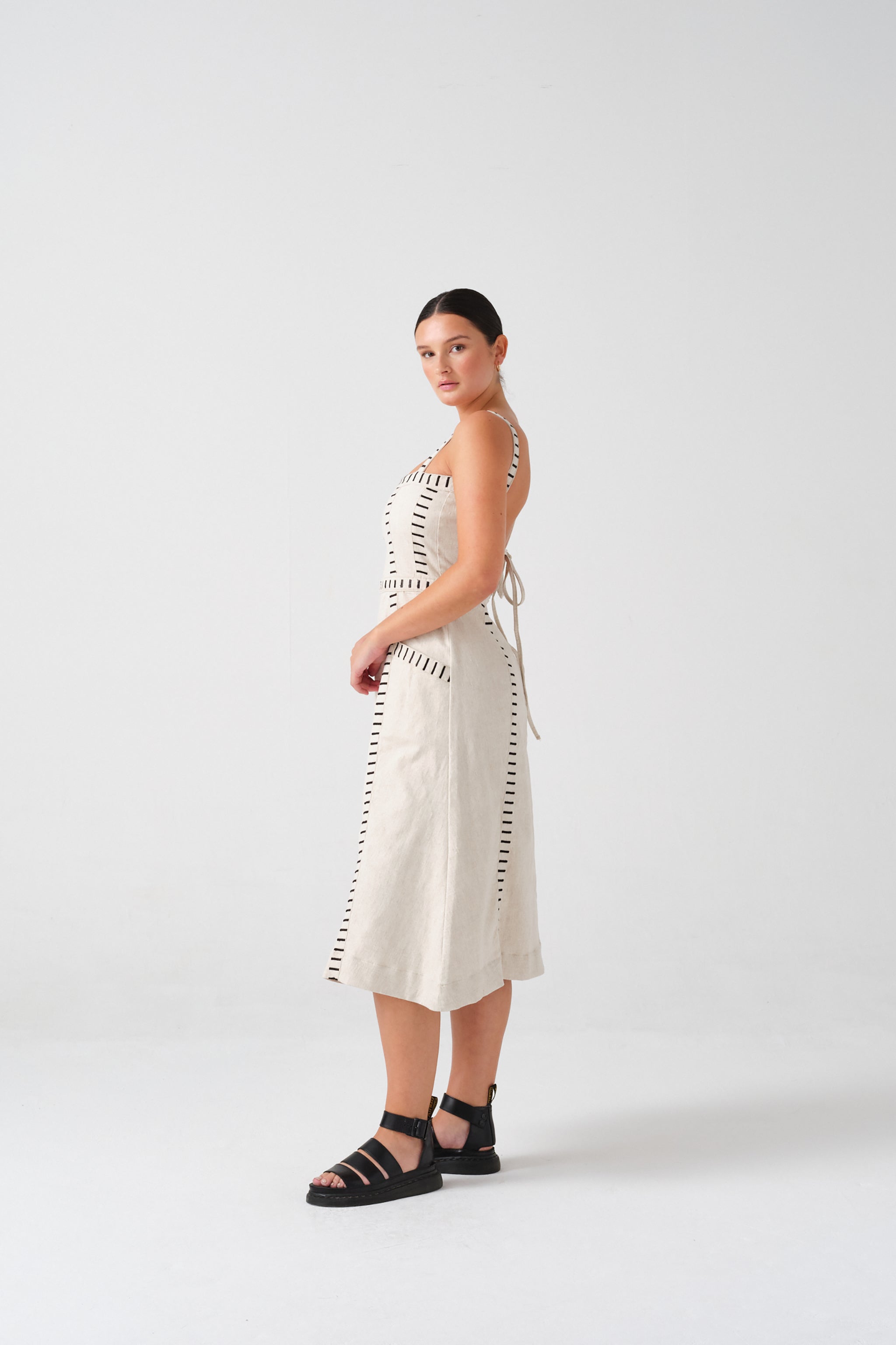 Ella Dress in Ecru Denim - seventy + mochi