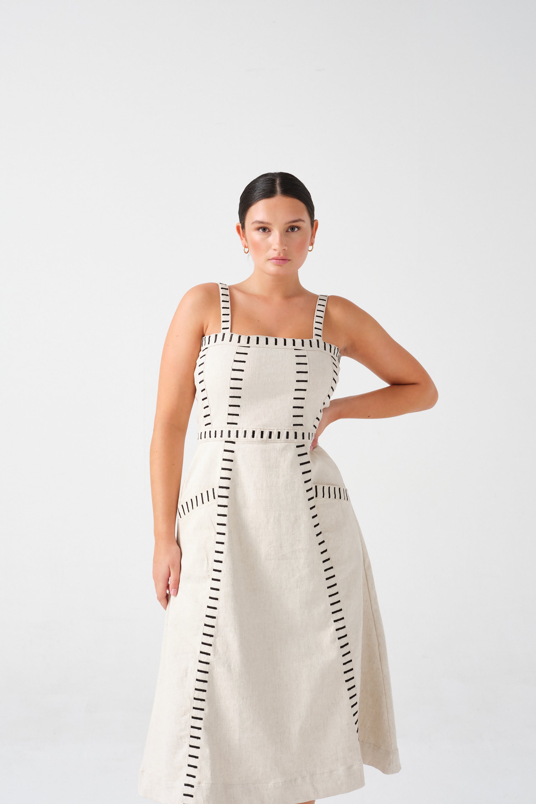 Ella Dress in Ecru Denim - seventy + mochi