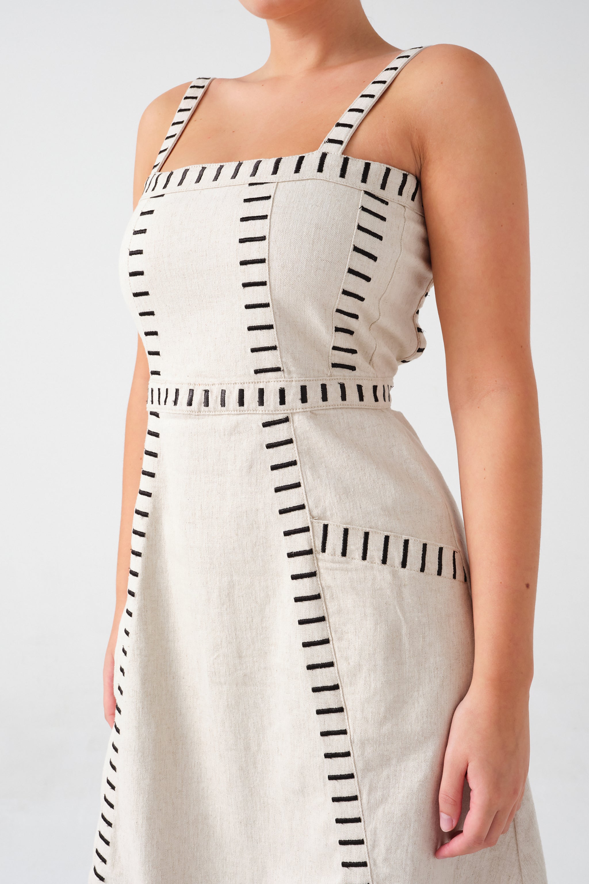 Ella Dress in Ecru Denim - seventy + mochi