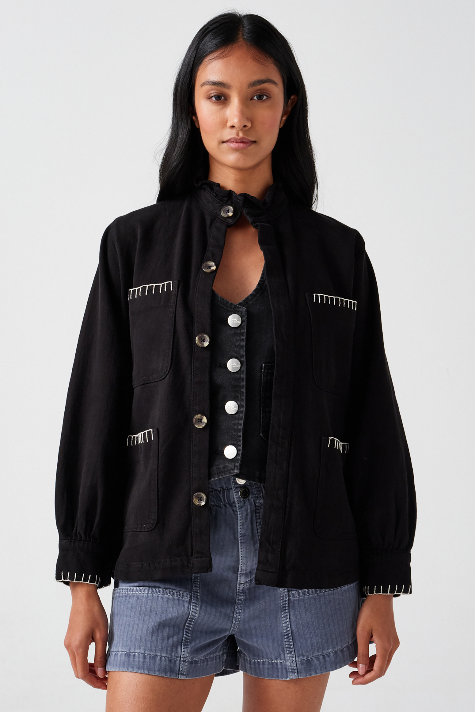 Pablo Jacket in Black Denim - seventy + mochi