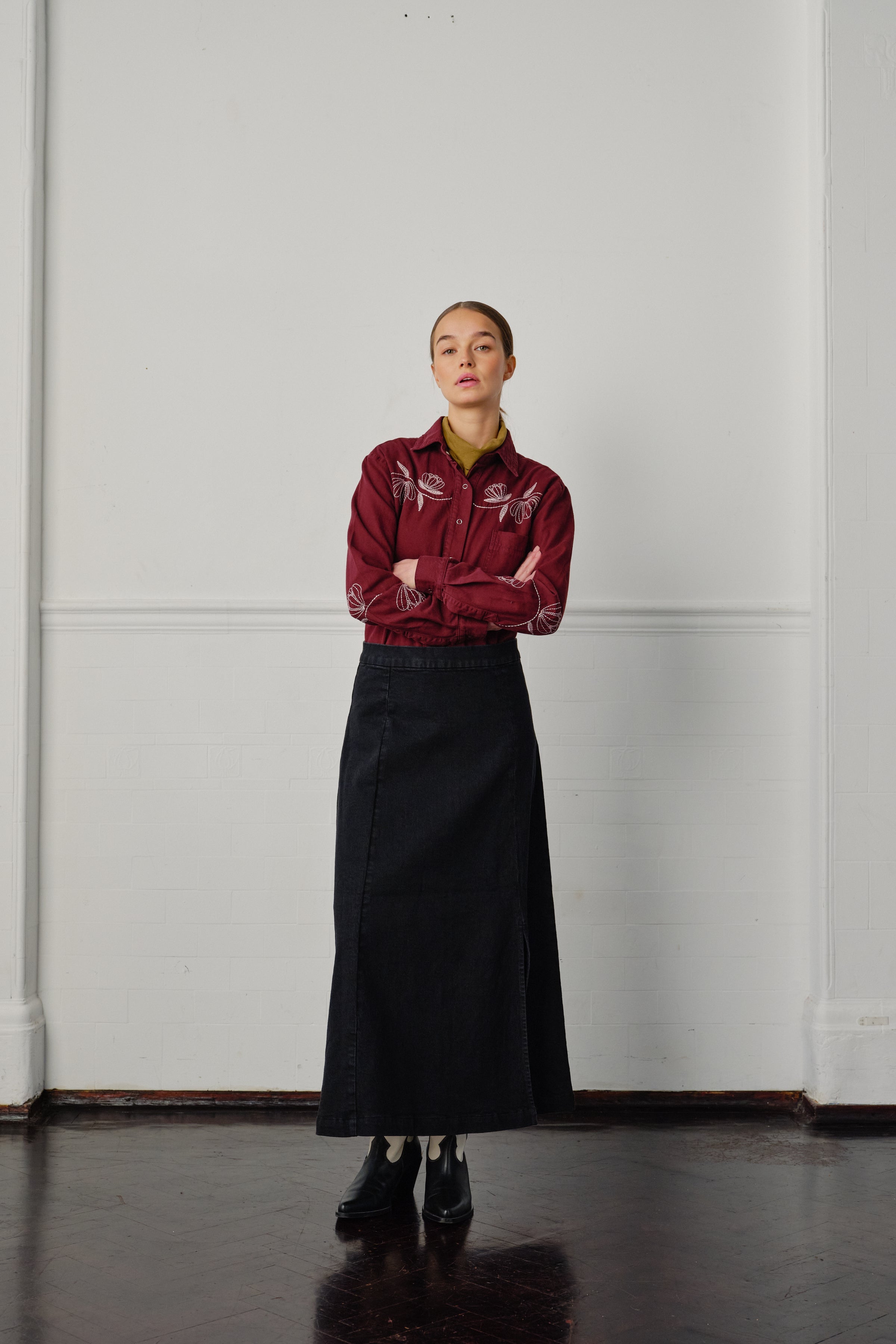 Faye Slip Skirt in Vintage Black - seventy + mochi