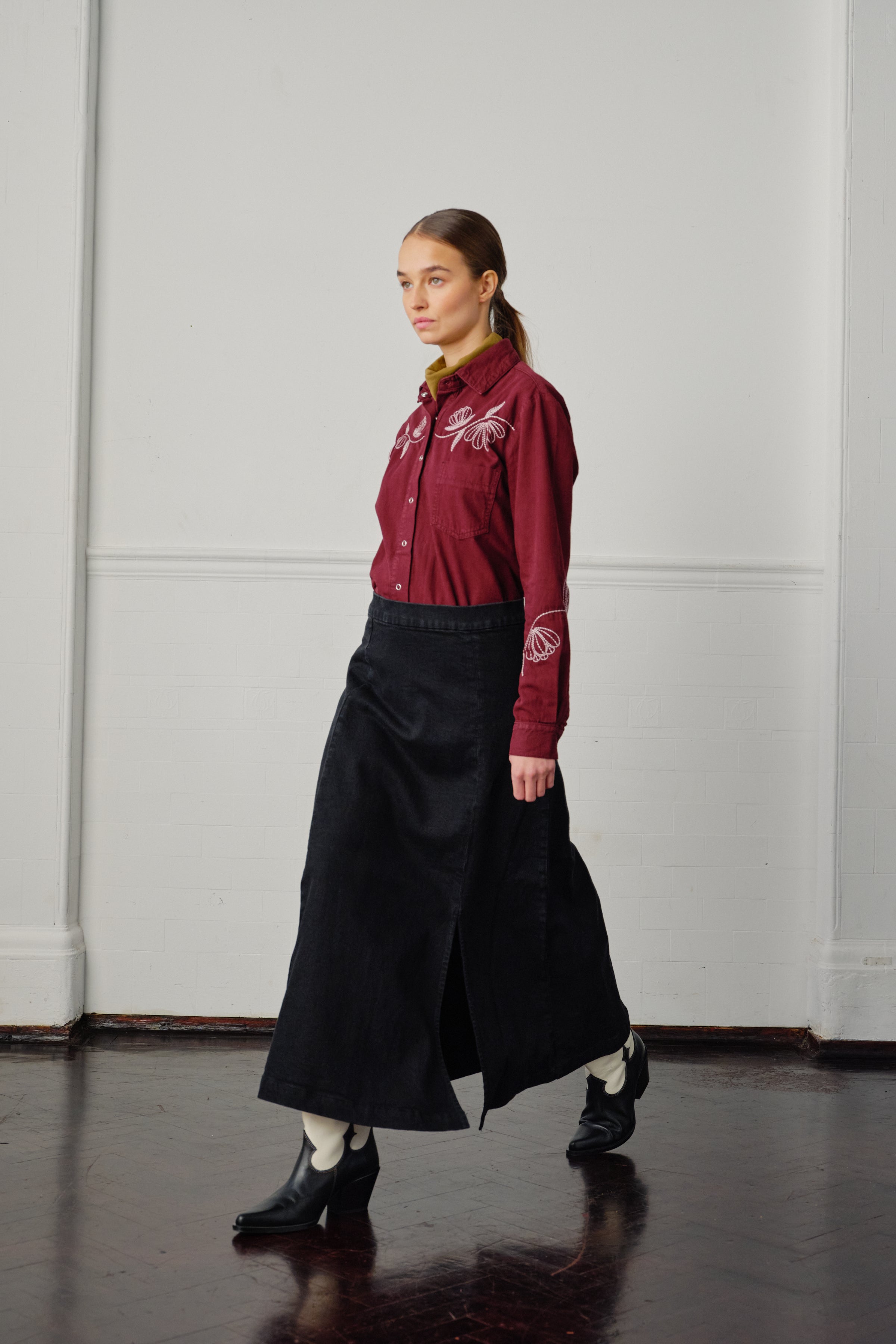 Faye Slip Skirt in Vintage Black - seventy + mochi