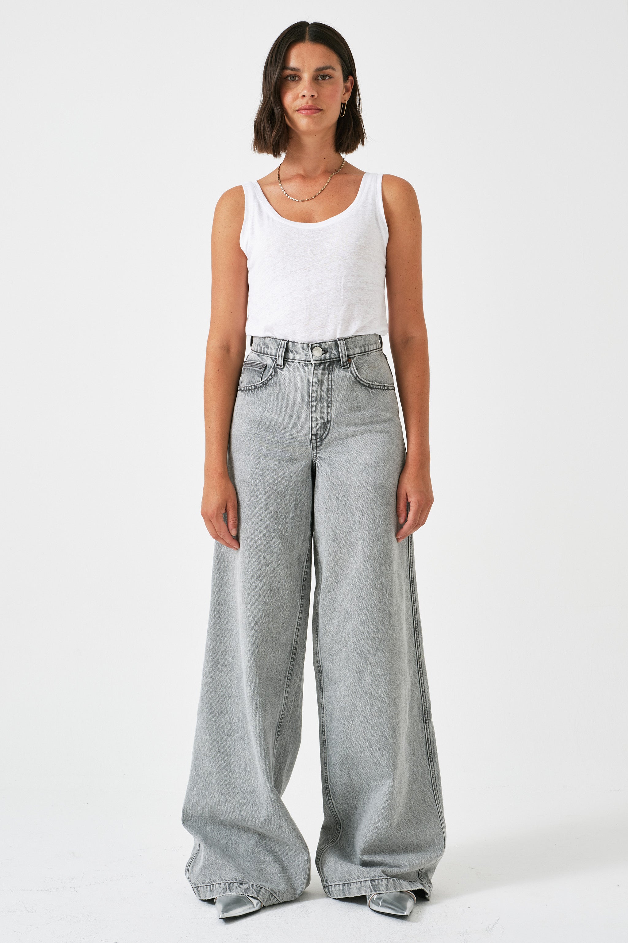 Bay Wide Leg Jean in Silver Lining - seventy + mochi