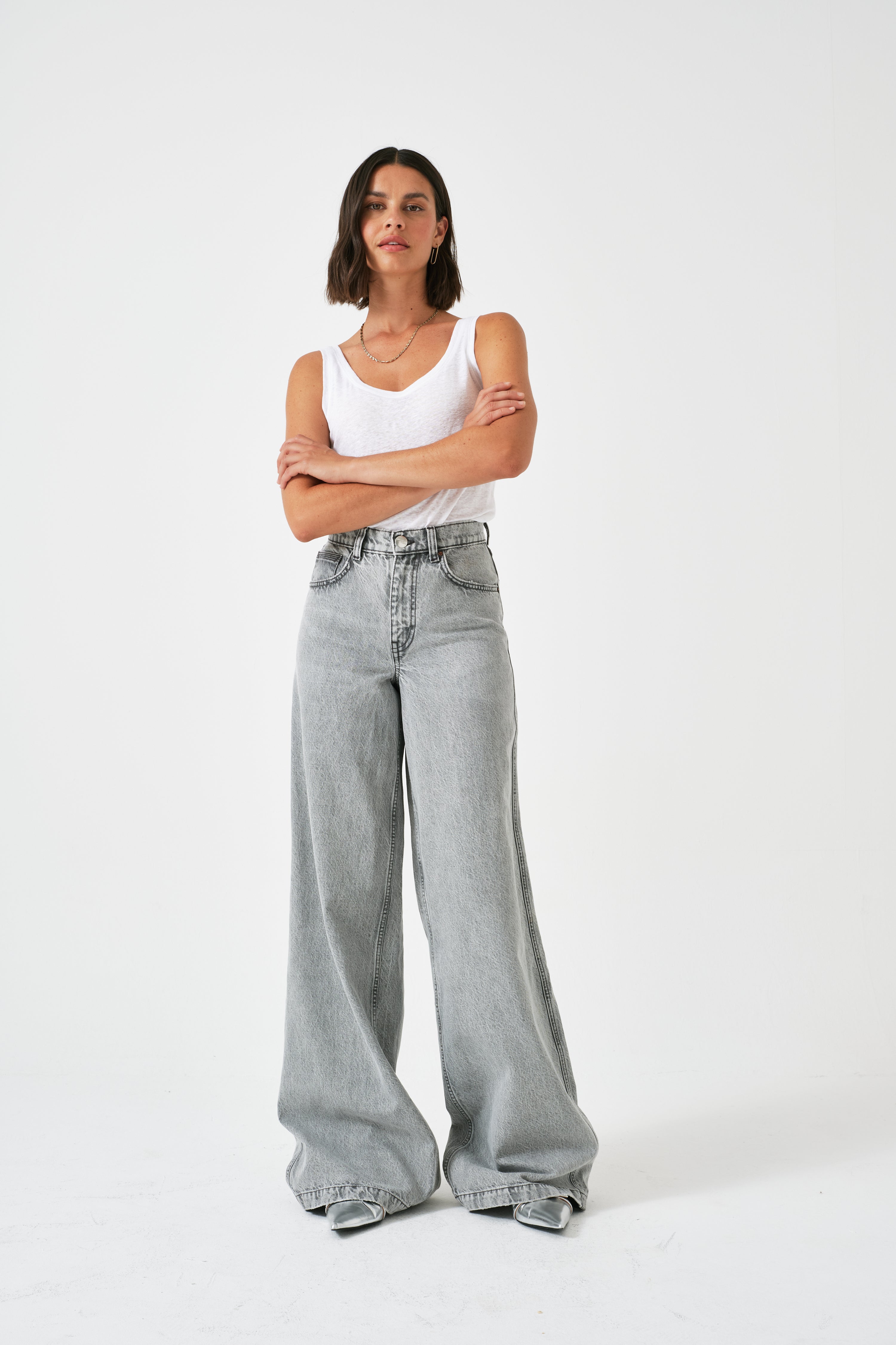 Bay Wide Leg Jean in Silver Lining - seventy + mochi