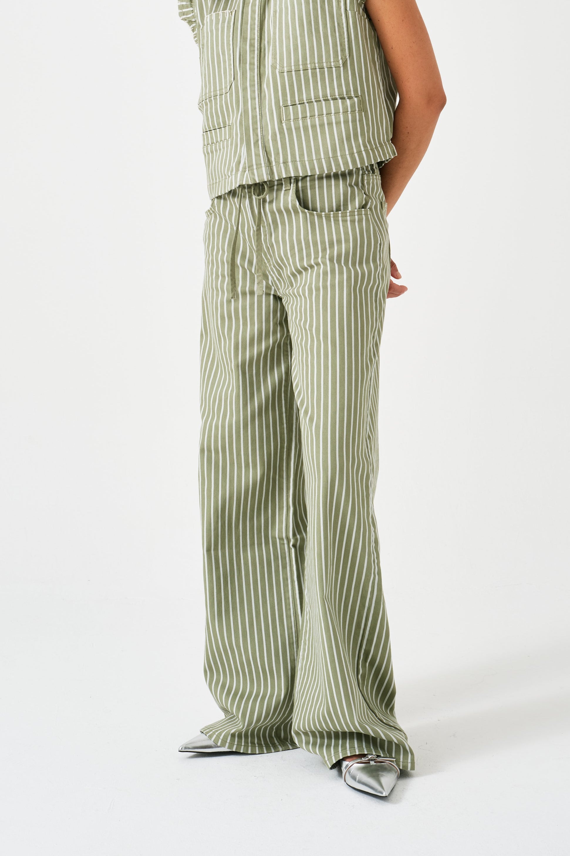 Blake Low Rise Jean in Moss Wide Stripe