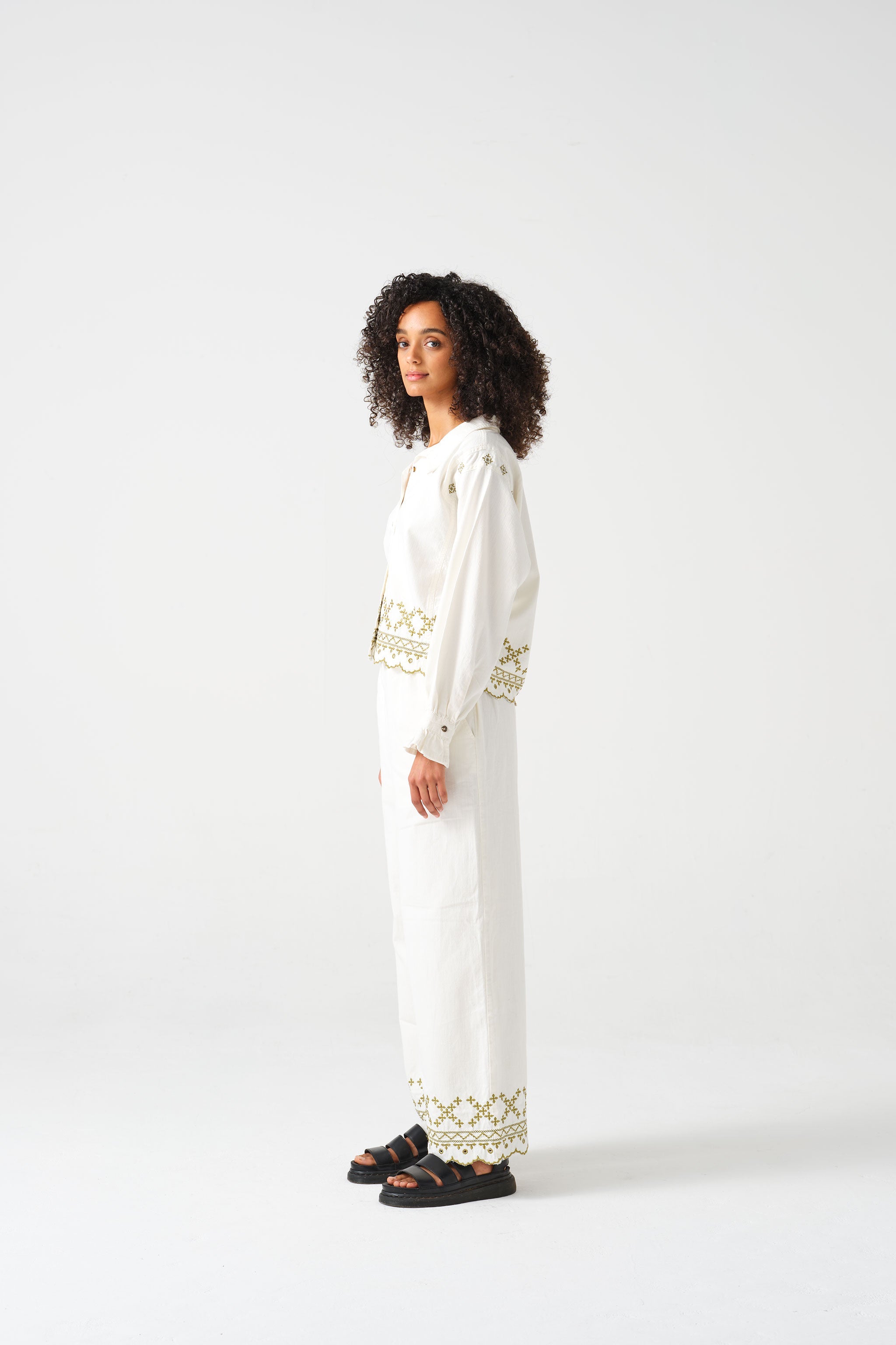 Sophie Pant in Ecru Denim - seventy + mochi