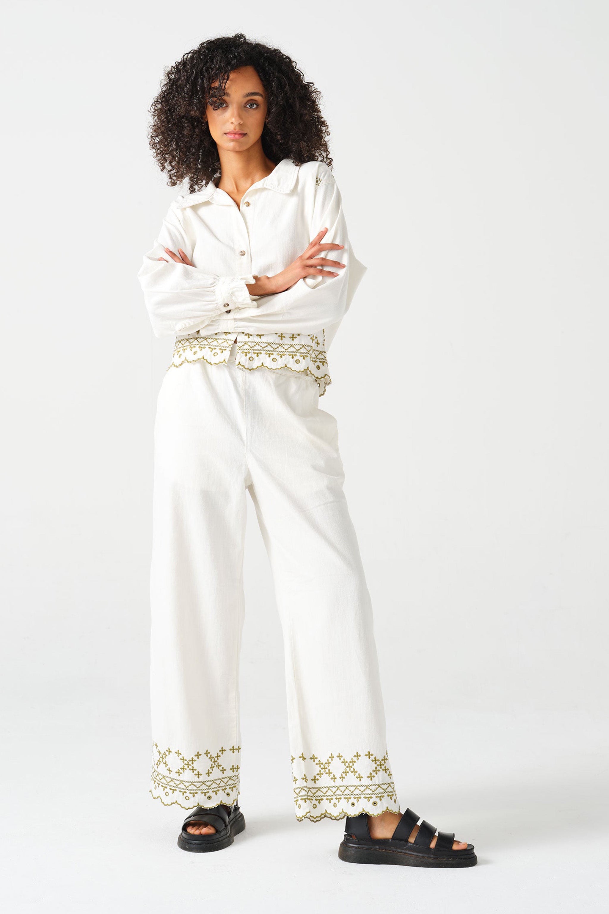 Sophie Pant in Ecru Denim - seventy + mochi