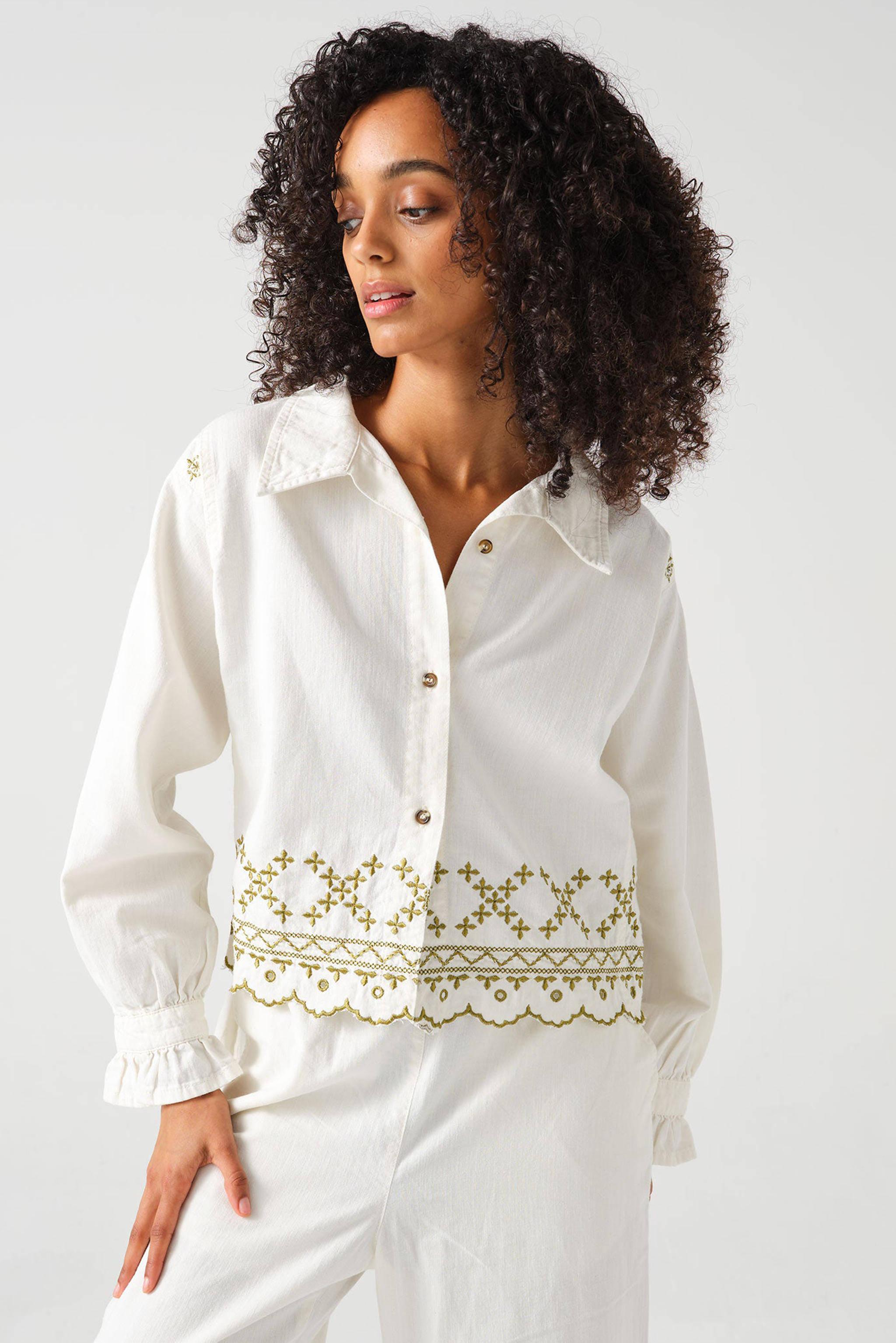 Sophie Shirt in Ecru Denim - seventy + mochi