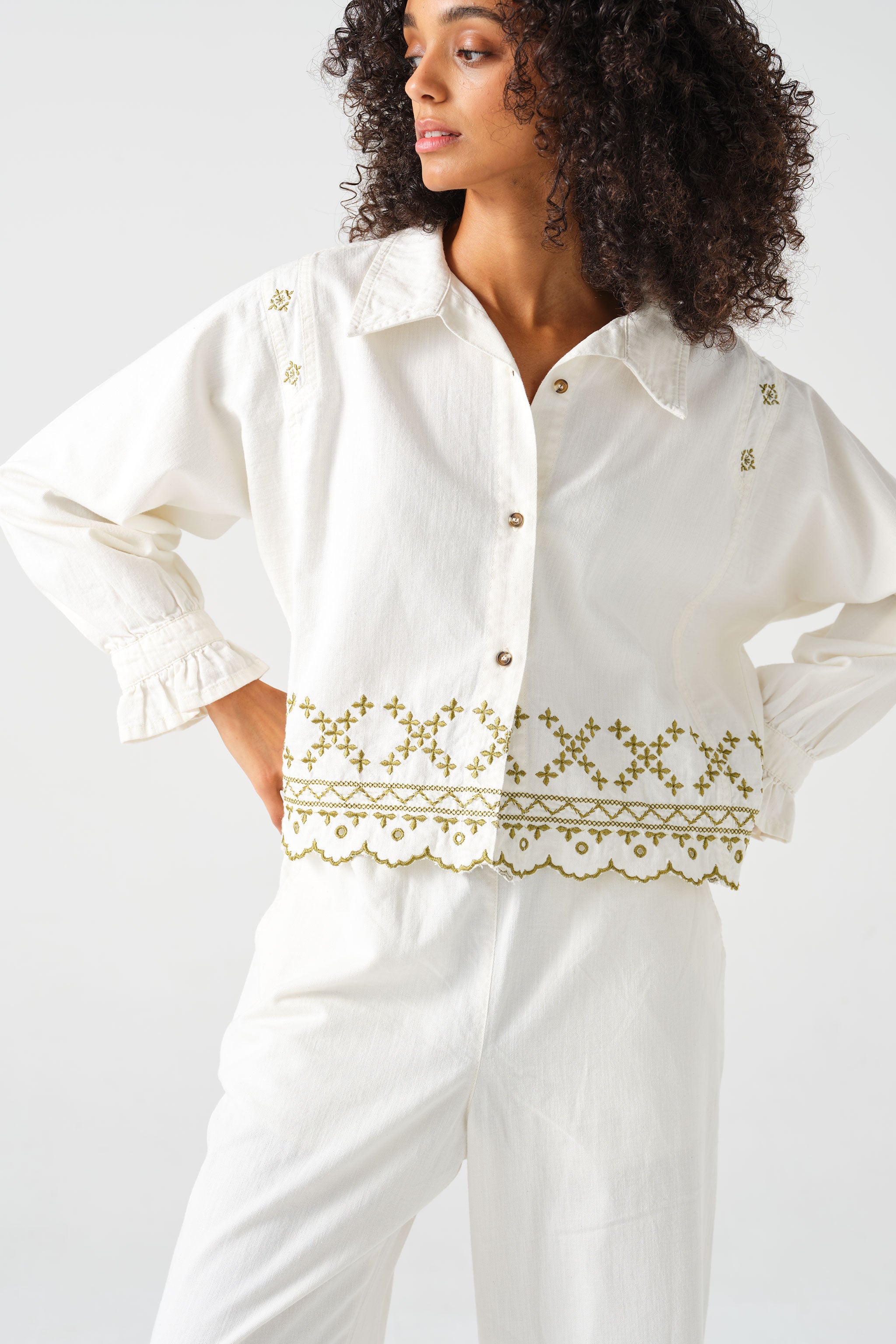 Sophie Shirt in Ecru Denim - seventy + mochi