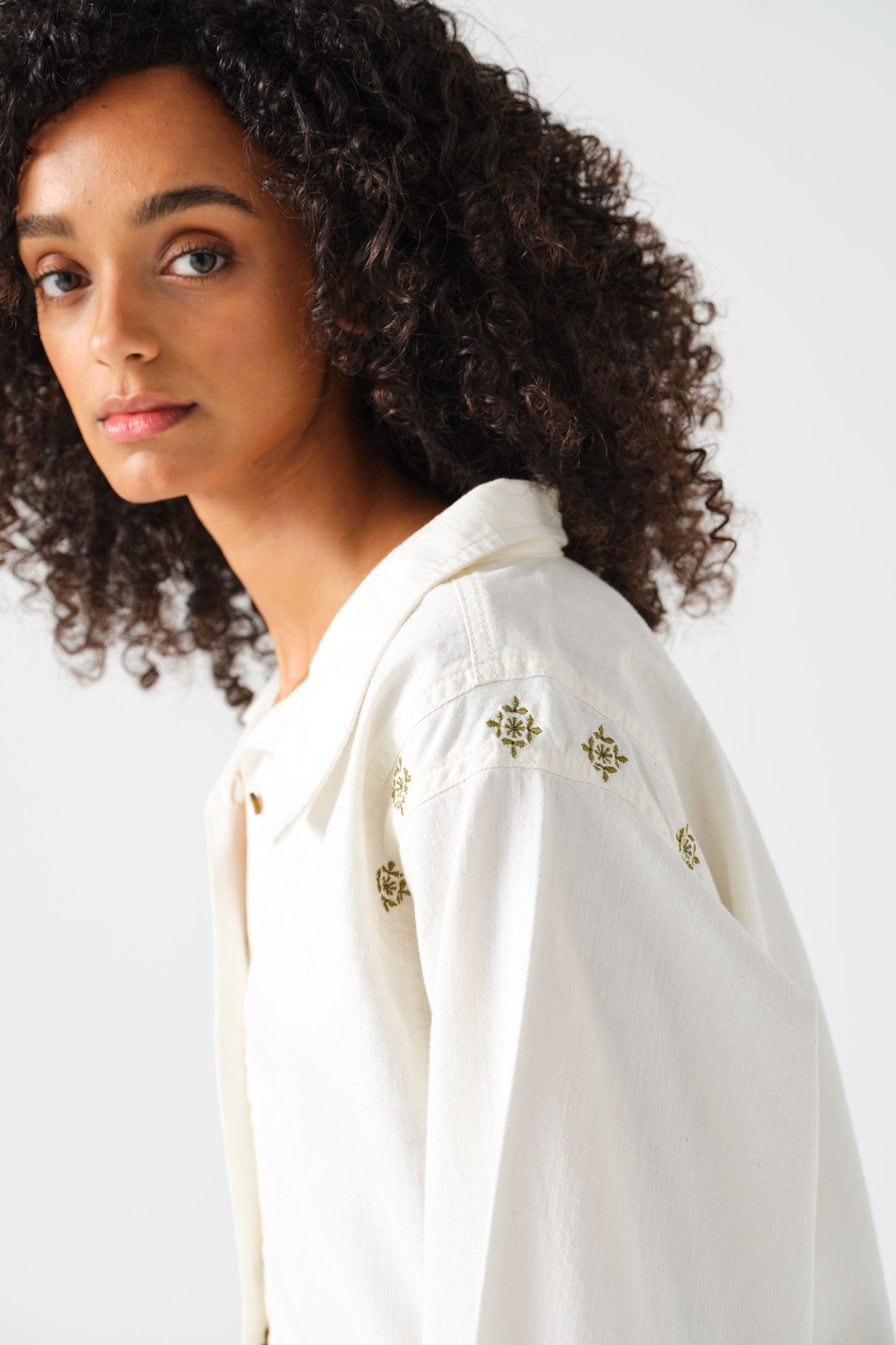 Sophie Shirt in Ecru Denim - seventy + mochi