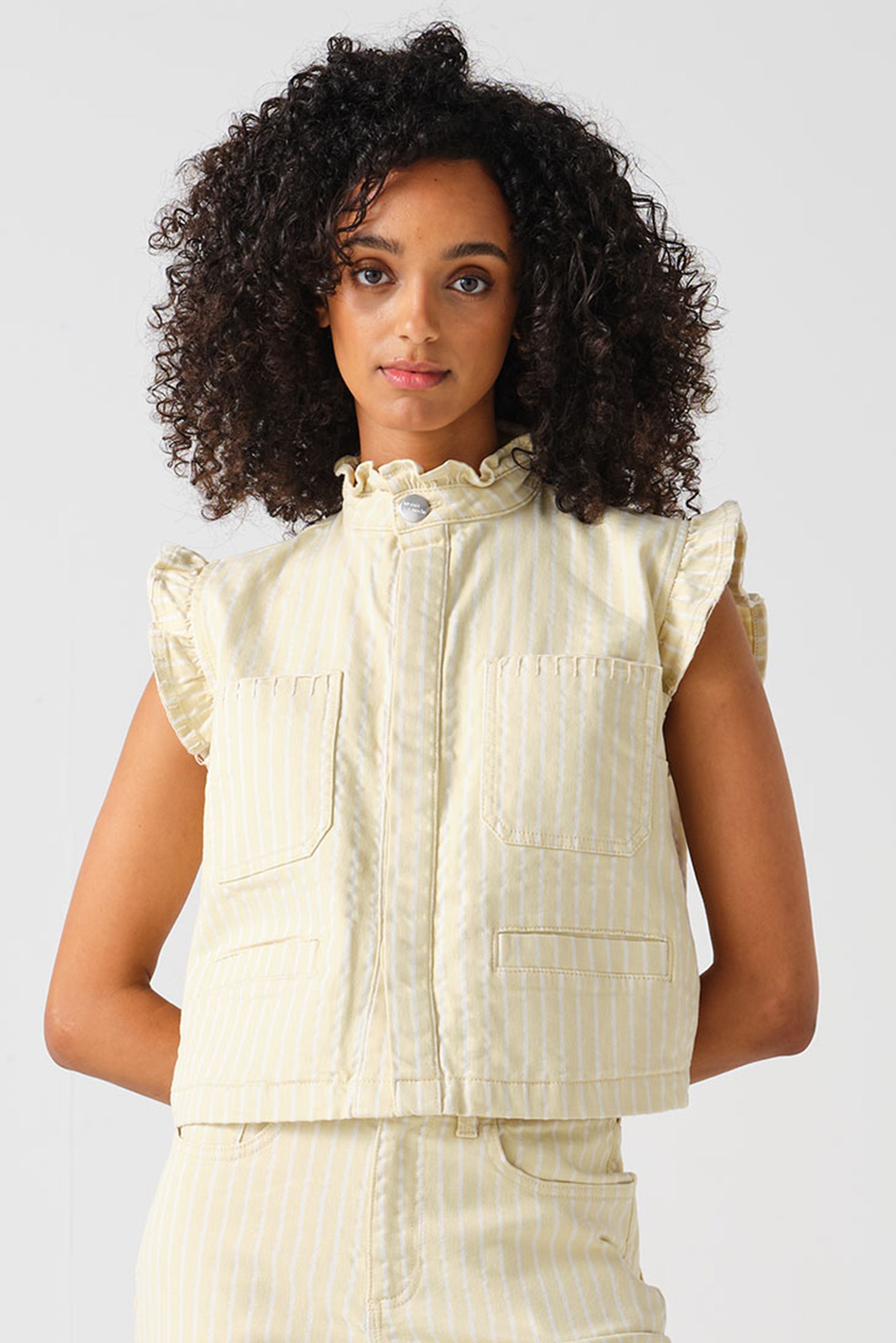 Pablo Waistcoat in Buttermilk Wide Stripe - seventy + mochi