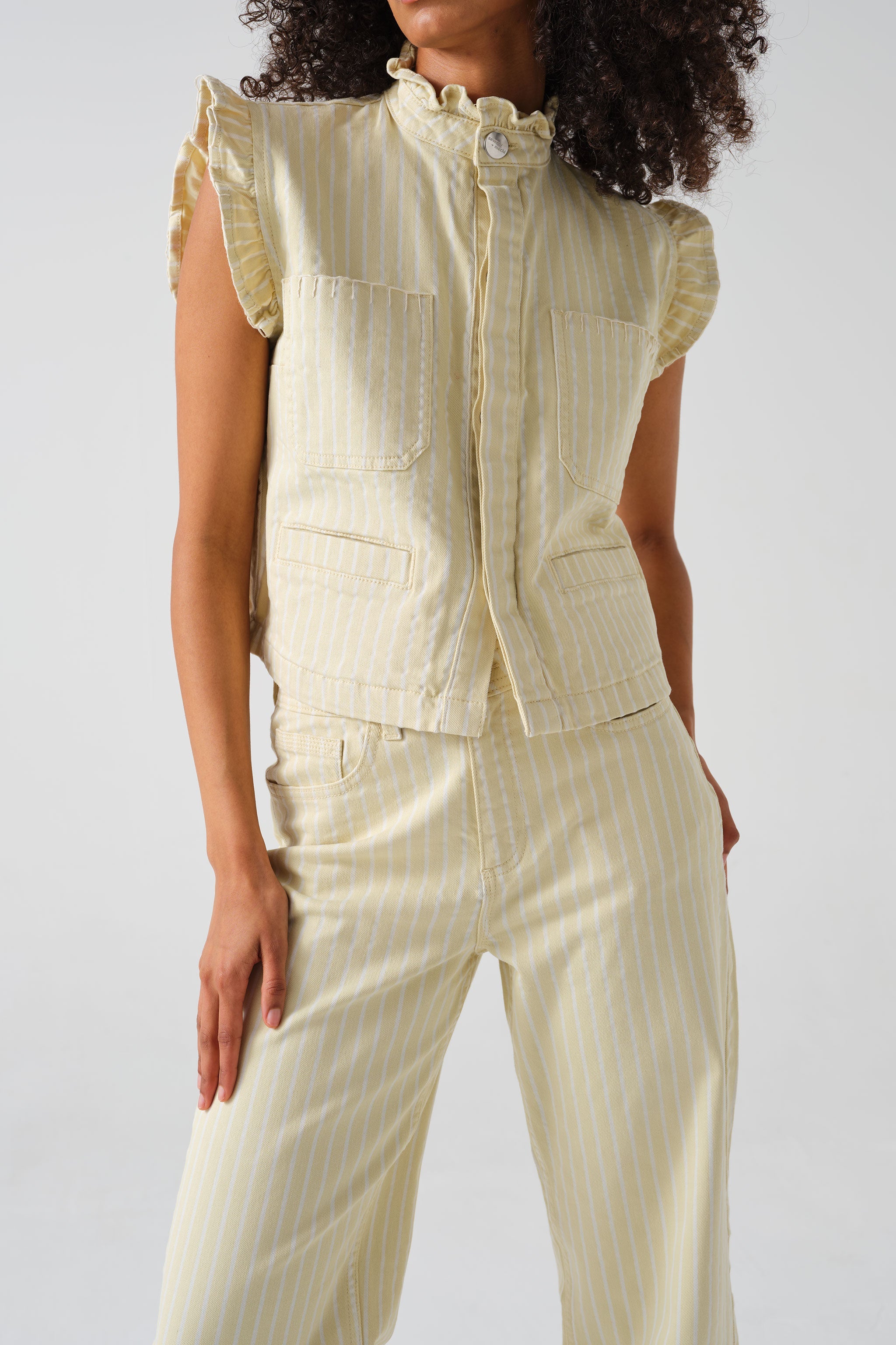 Pablo Waistcoat in Buttermilk Wide Stripe - seventy + mochi