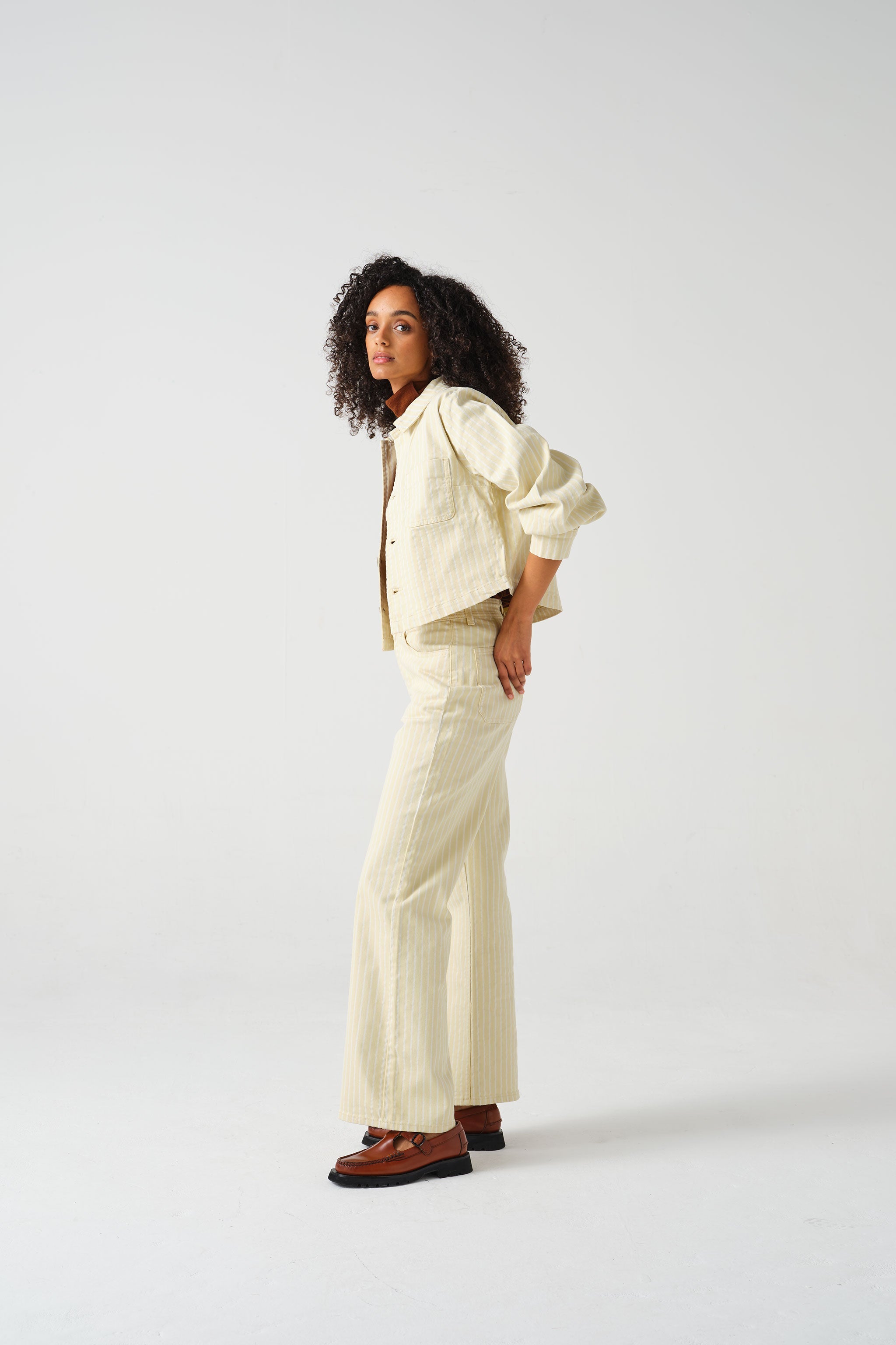 Mabel Jean in Buttermilk Wide Stripe - seventy + mochi