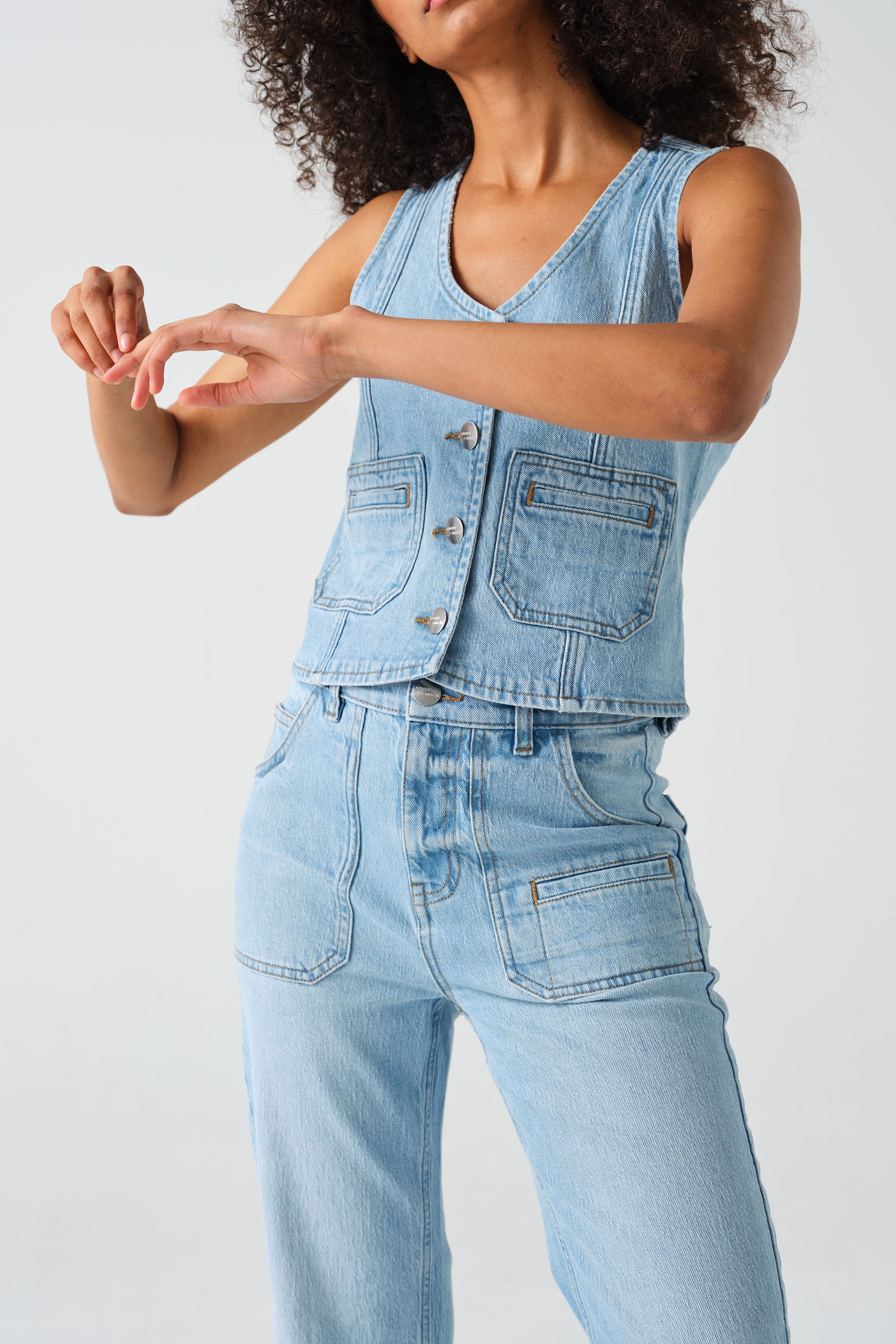 Bea Waistcoat in Oceanic Blue - seventy + mochi