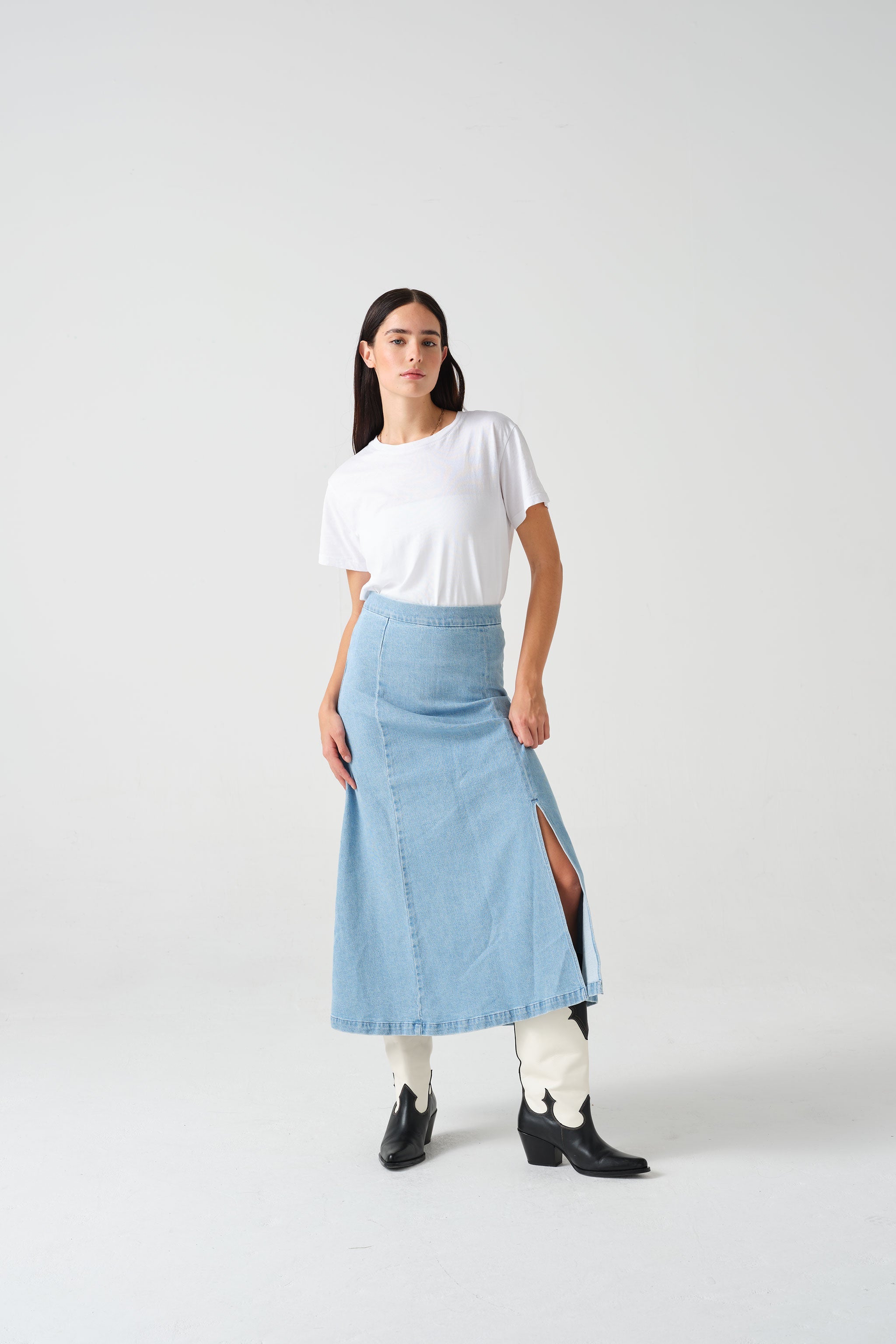 Faye Slip Skirt in Oceanic Blue - seventy + mochi