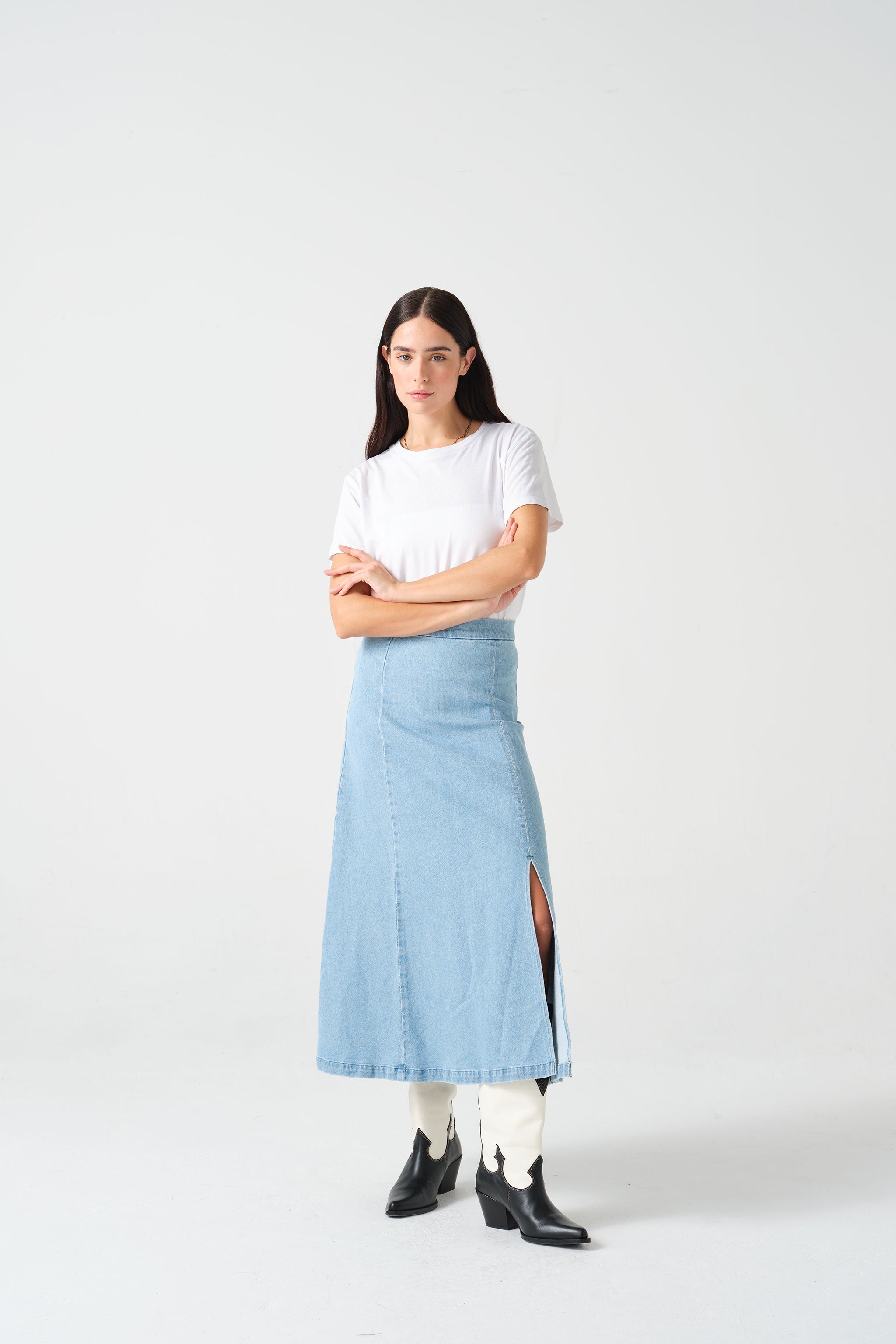 Faye Slip Skirt in Oceanic Blue - seventy + mochi