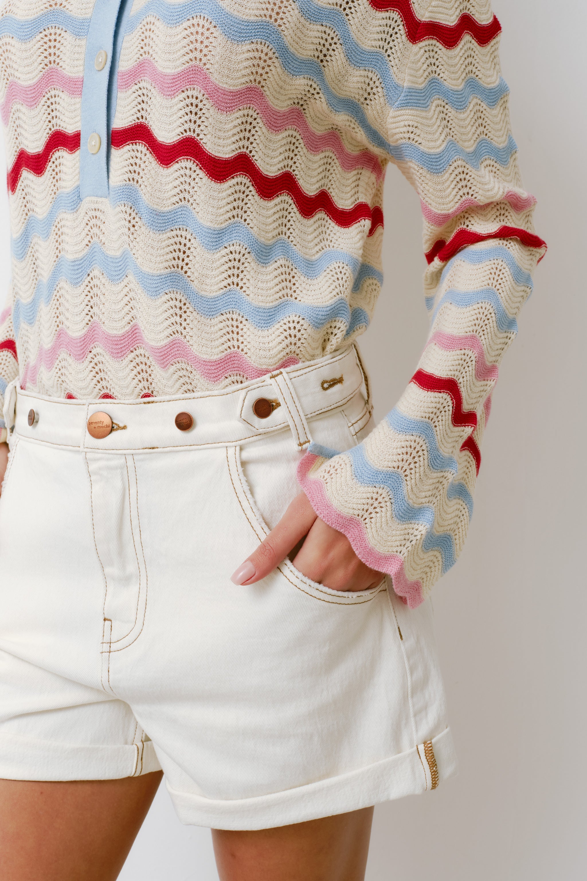 Ali Tab Short in Ecru - seventy + mochi