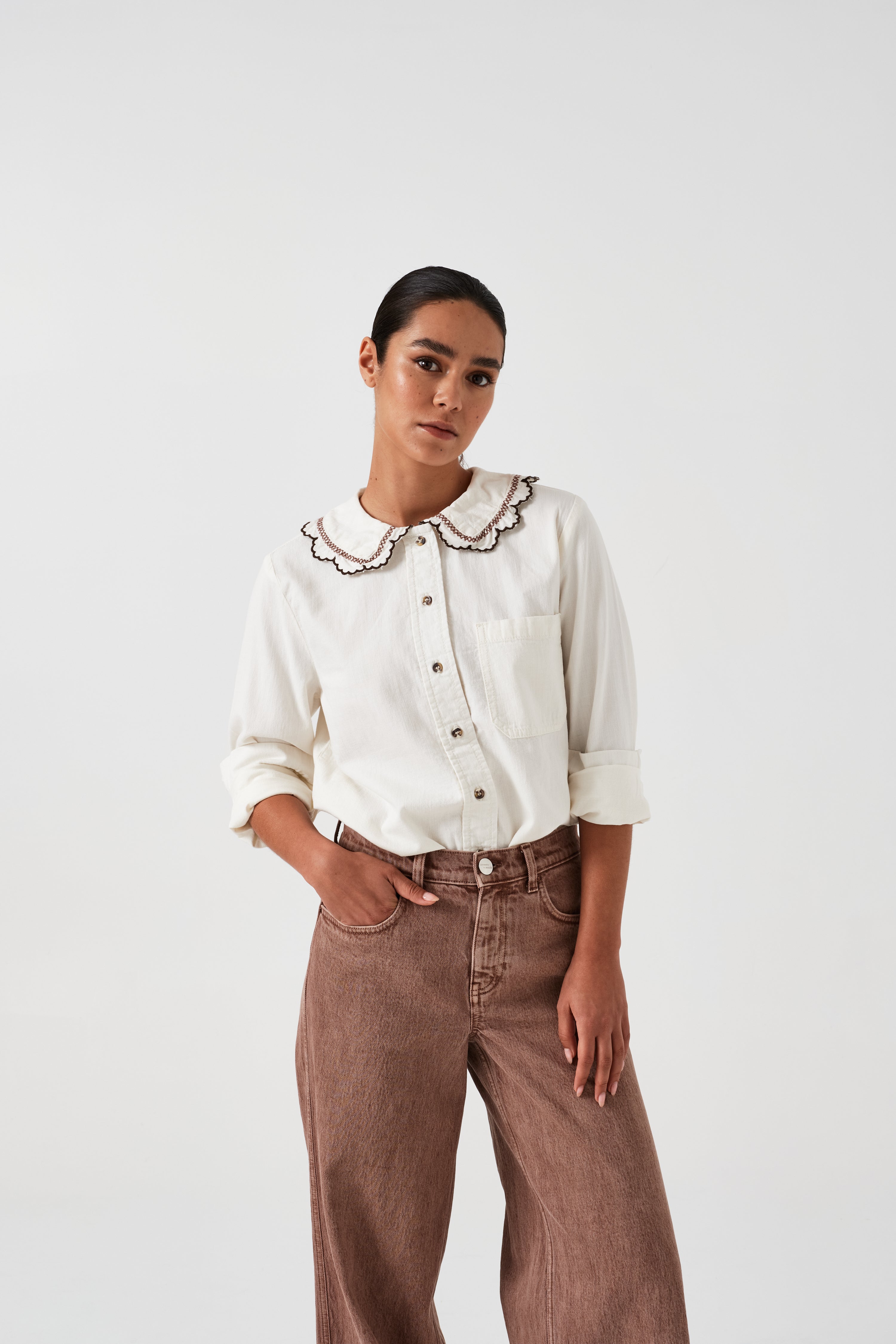 Delilah Blouse in Ecru - seventy + mochi