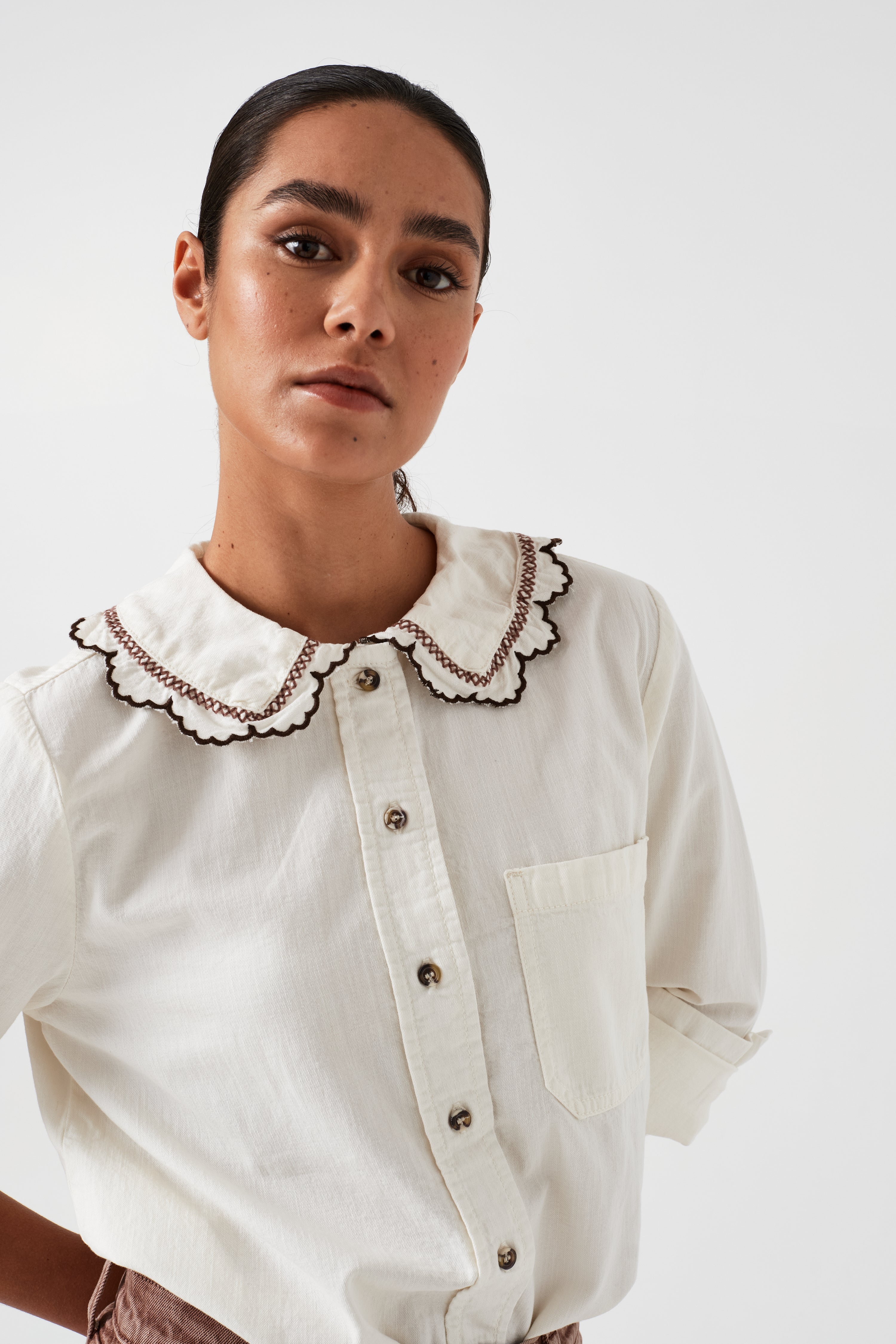 Delilah Blouse in Ecru - seventy + mochi