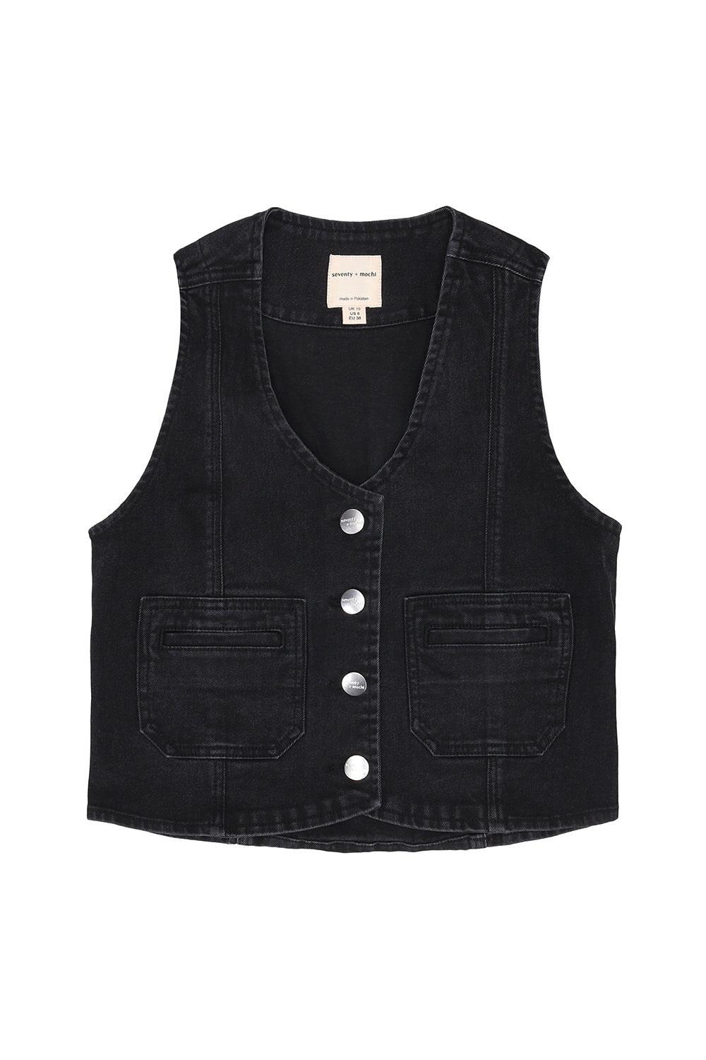 Bea Waistcoat in Washed Black - seventy + mochi
