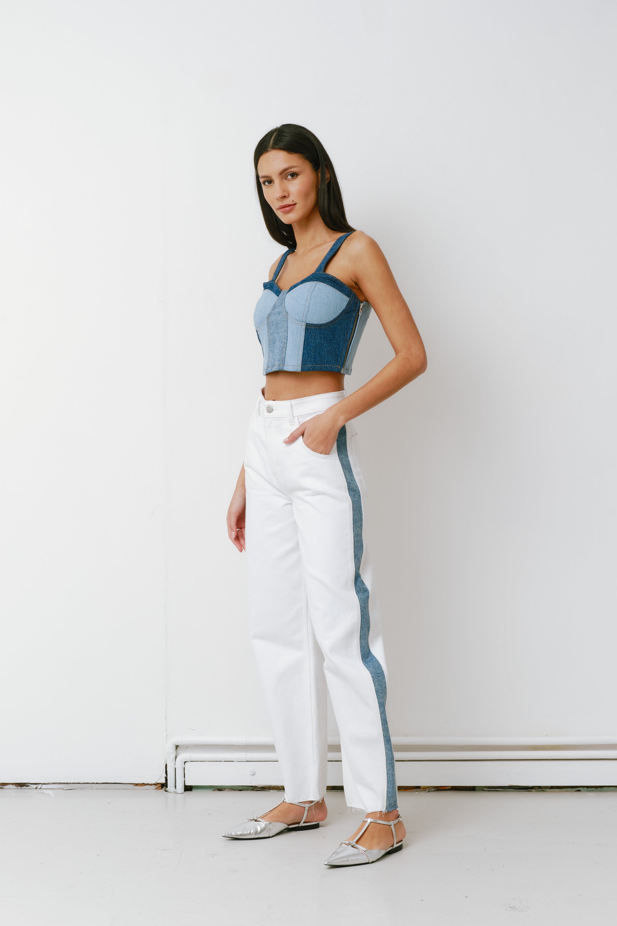 Bo Barrel Leg Jean in Two Tone - seventy + mochi