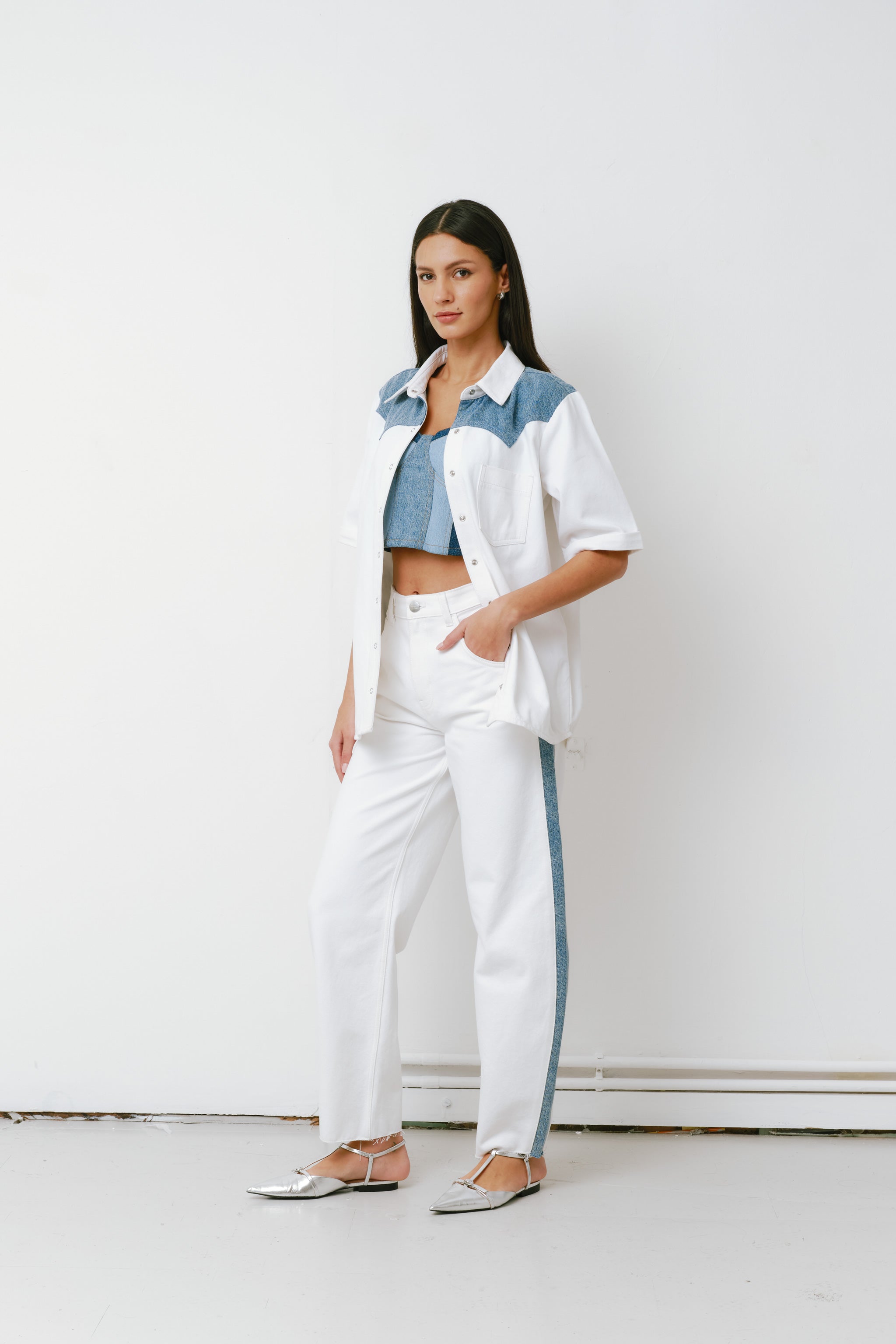 Bo Barrel Leg Jean in Two Tone - seventy + mochi