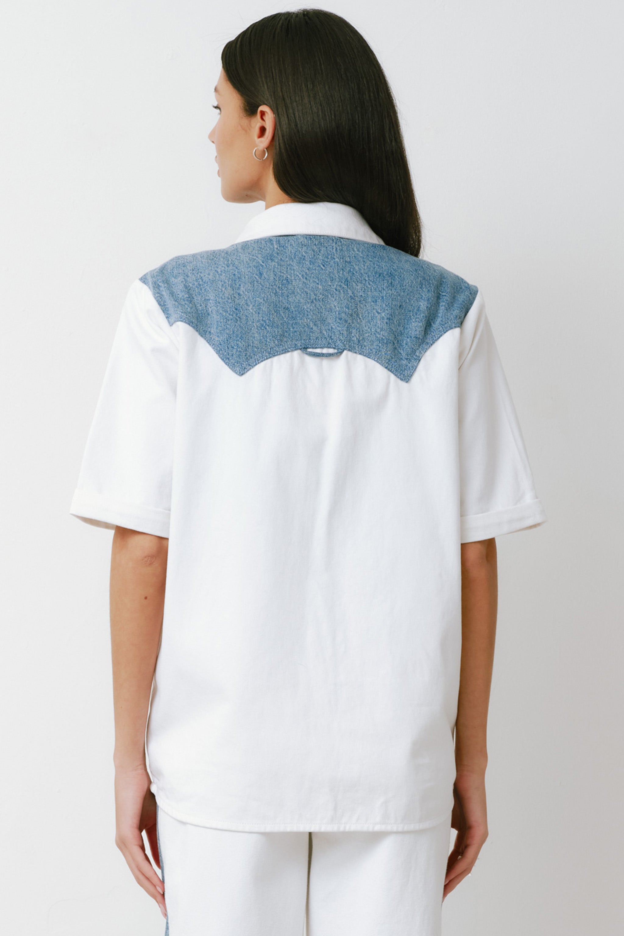 Eva Denim Shirt in Two Tone - seventy + mochi
