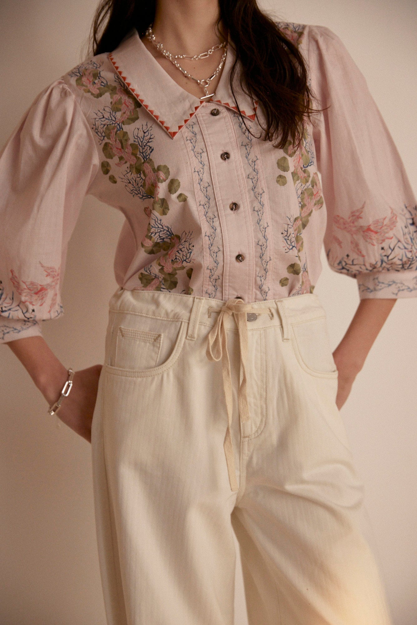 Zena Blouse in Indigo Coral - seventy + mochi
