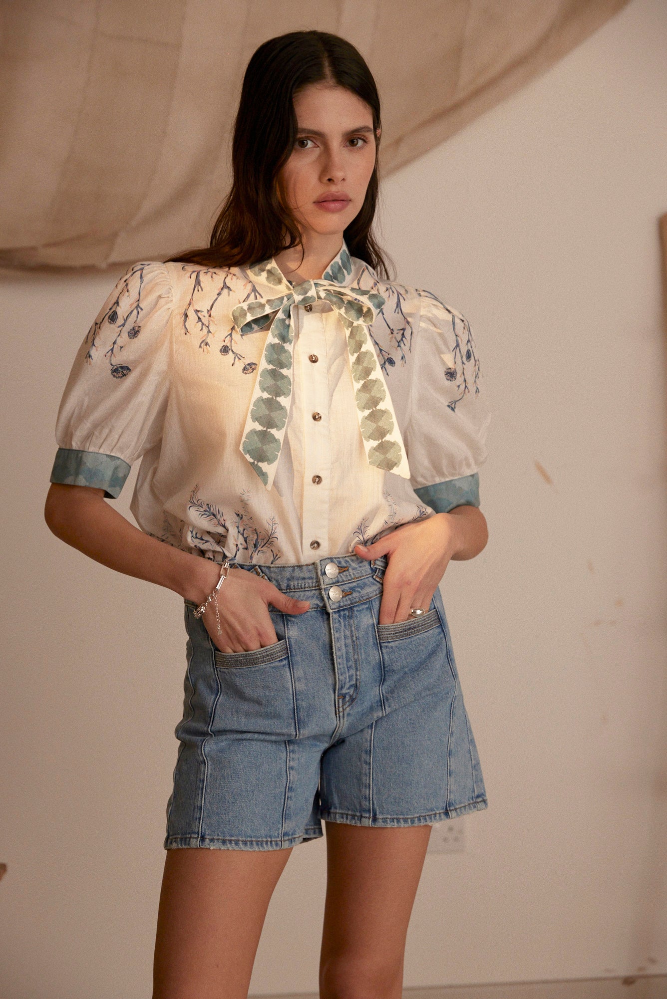Poppy Blouse in Indigo Coral - seventy + mochi