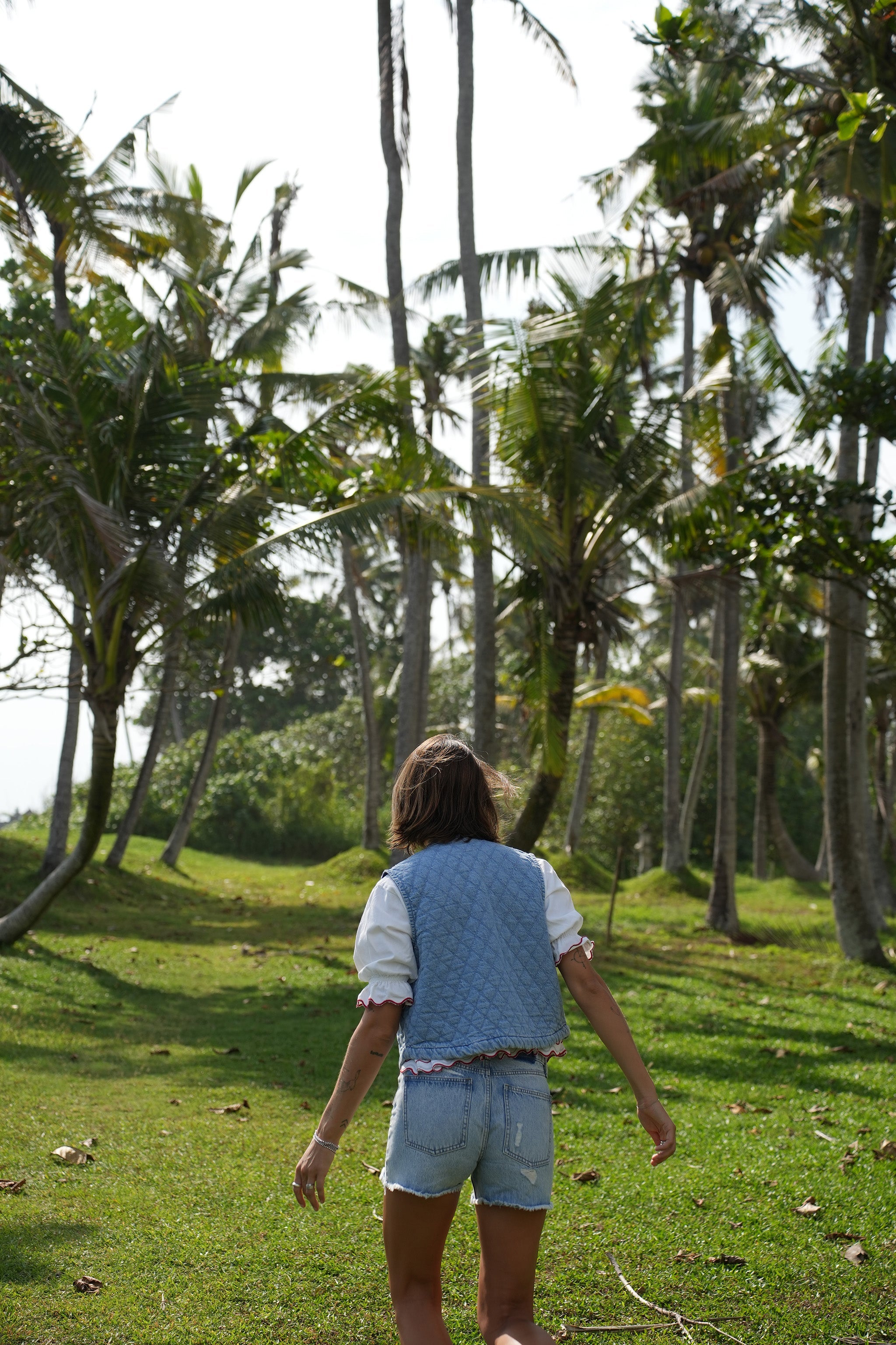 Pablo Quilted Denim Vest in Summer Sky - seventy + mochi
