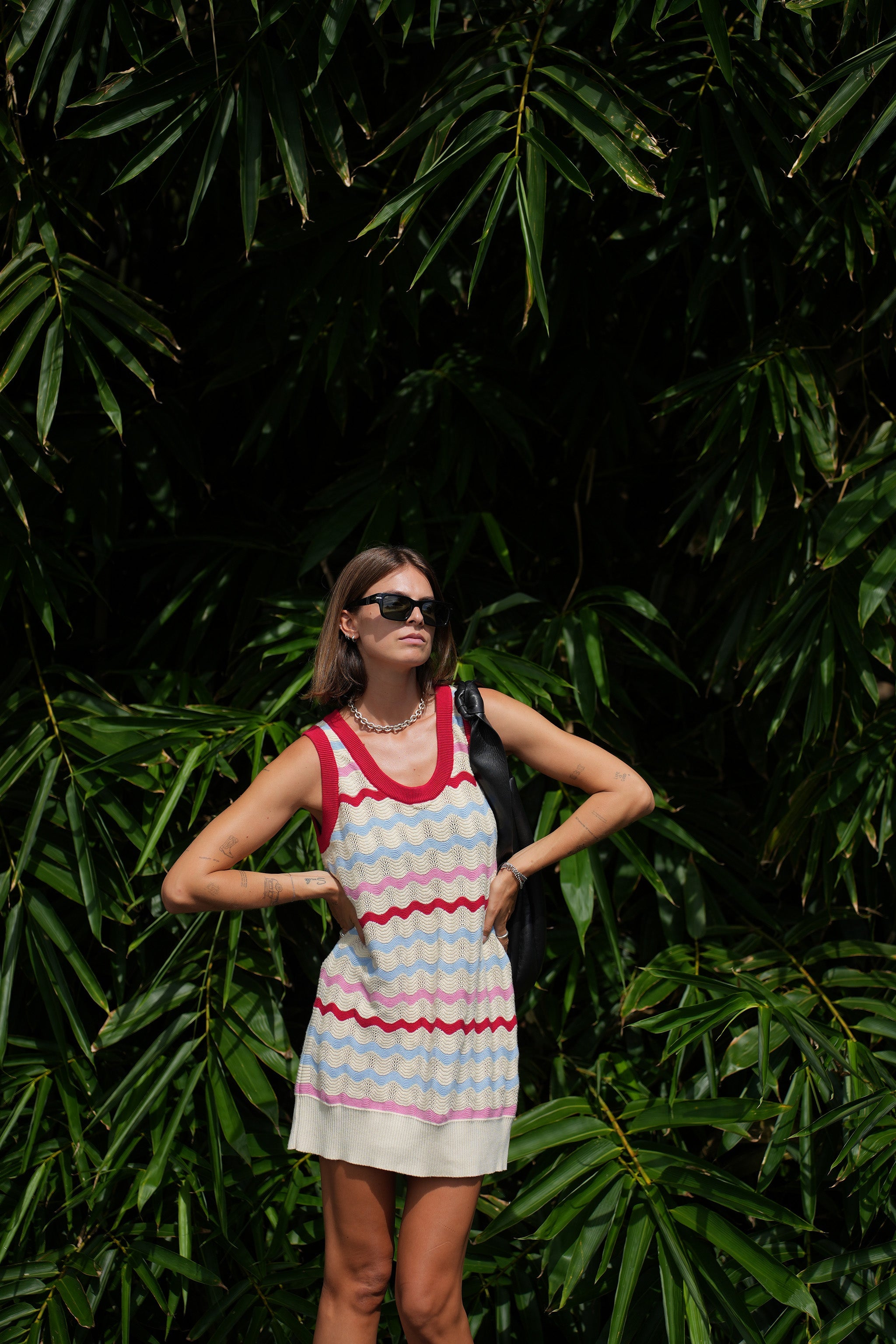 Edie Cashmere Dress in Baby Blue Stripe