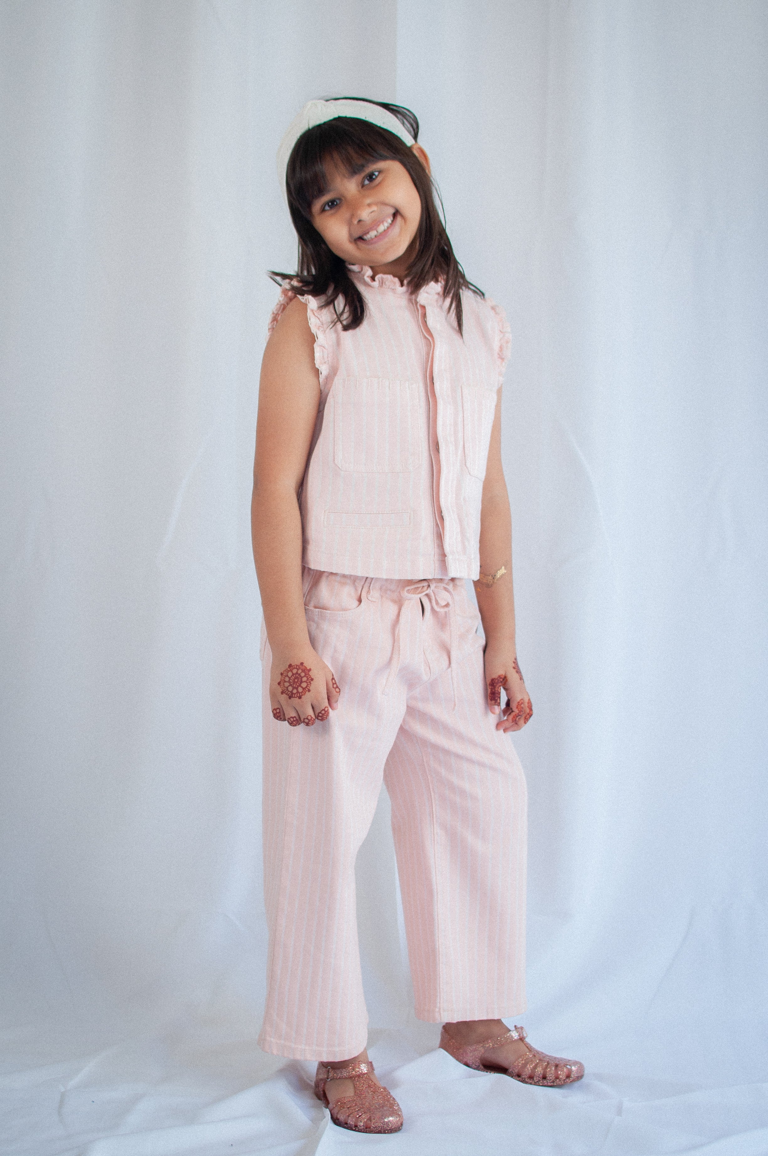 Girl's Blake Jean in Pink Dawn Wide Stripe - seventy + mochi
