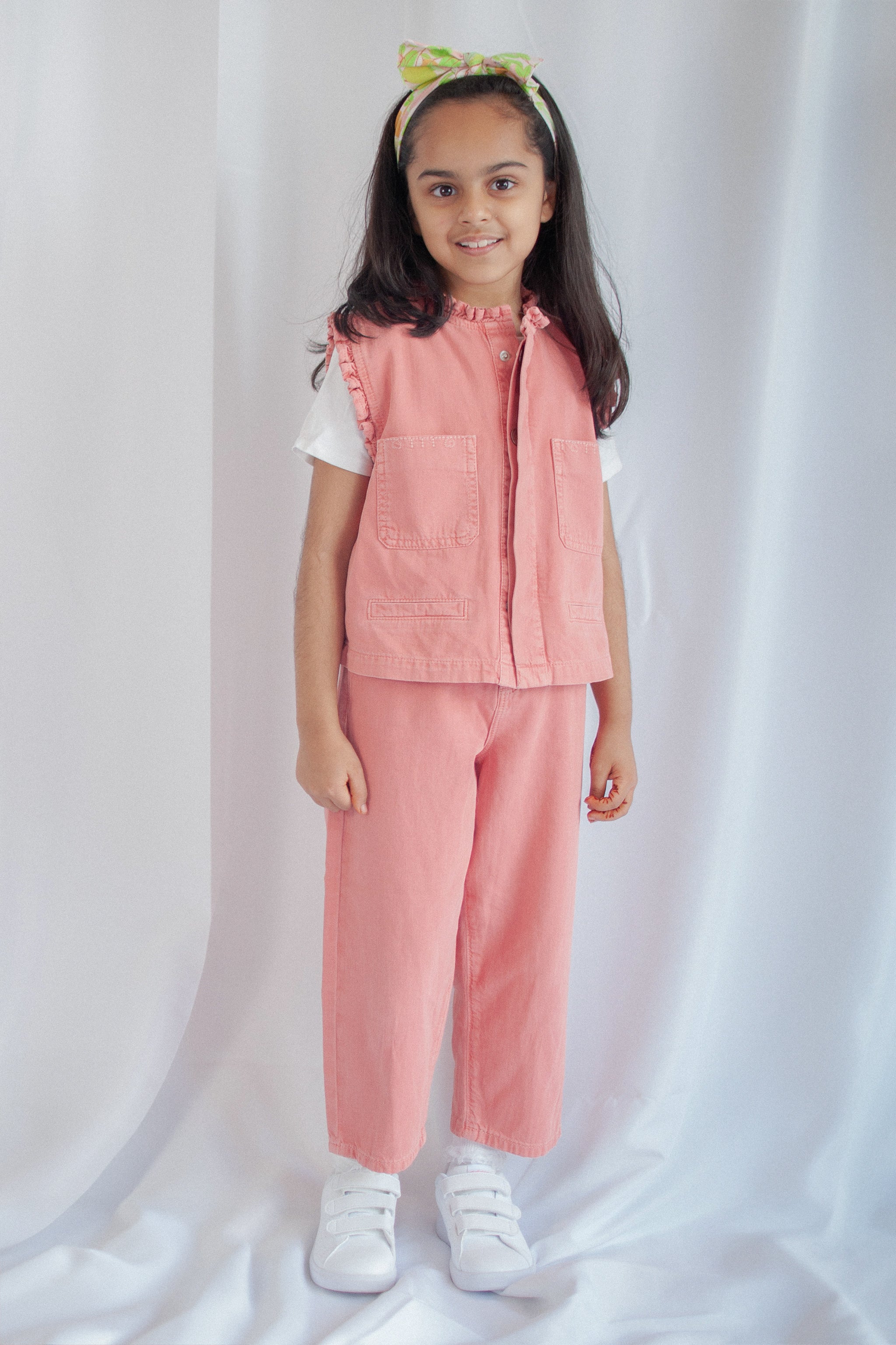 Girl's Pablo Denim Vest in Mineral Red - seventy + mochi