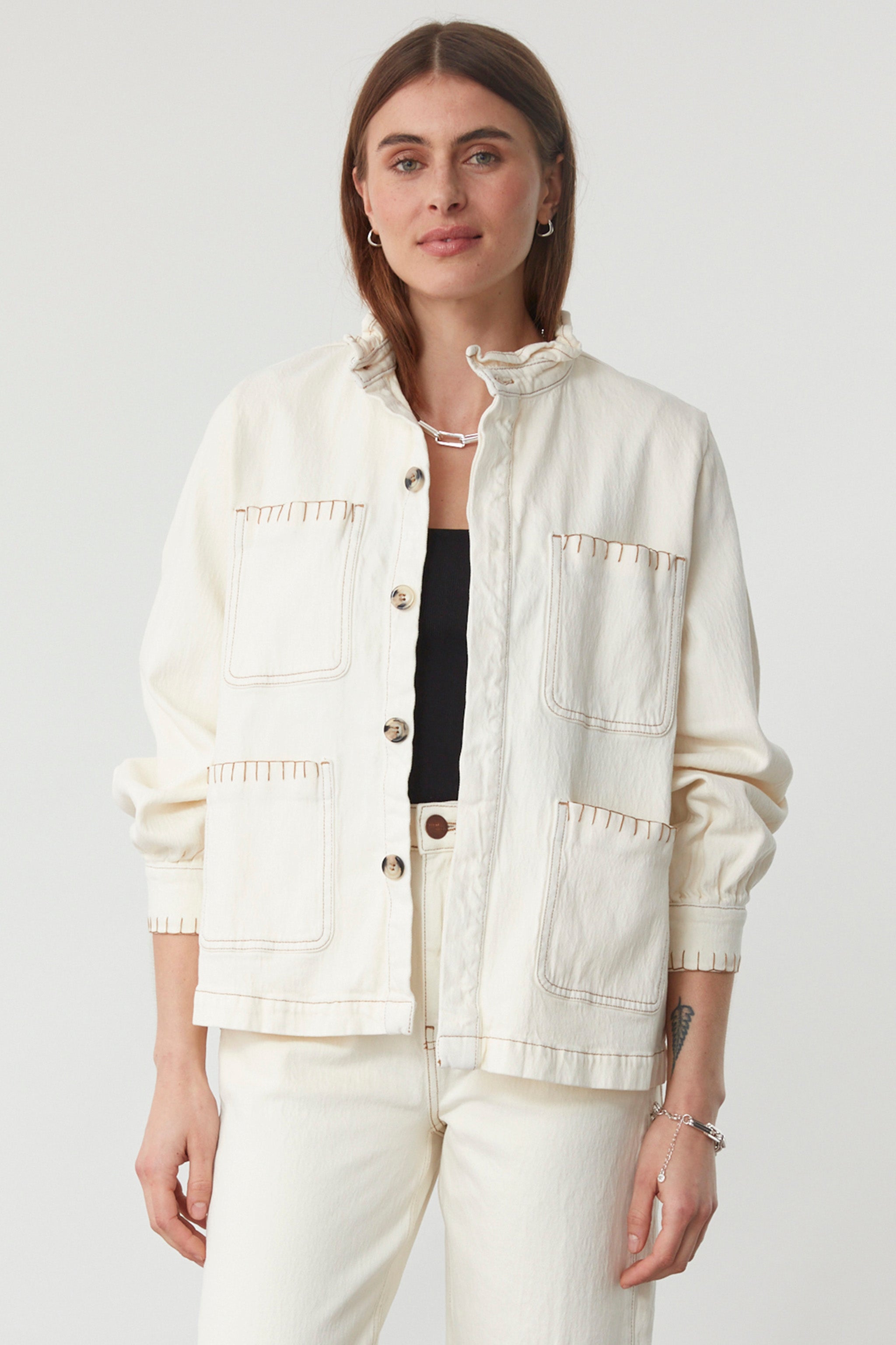 Pablo Denim Jacket in Ecru