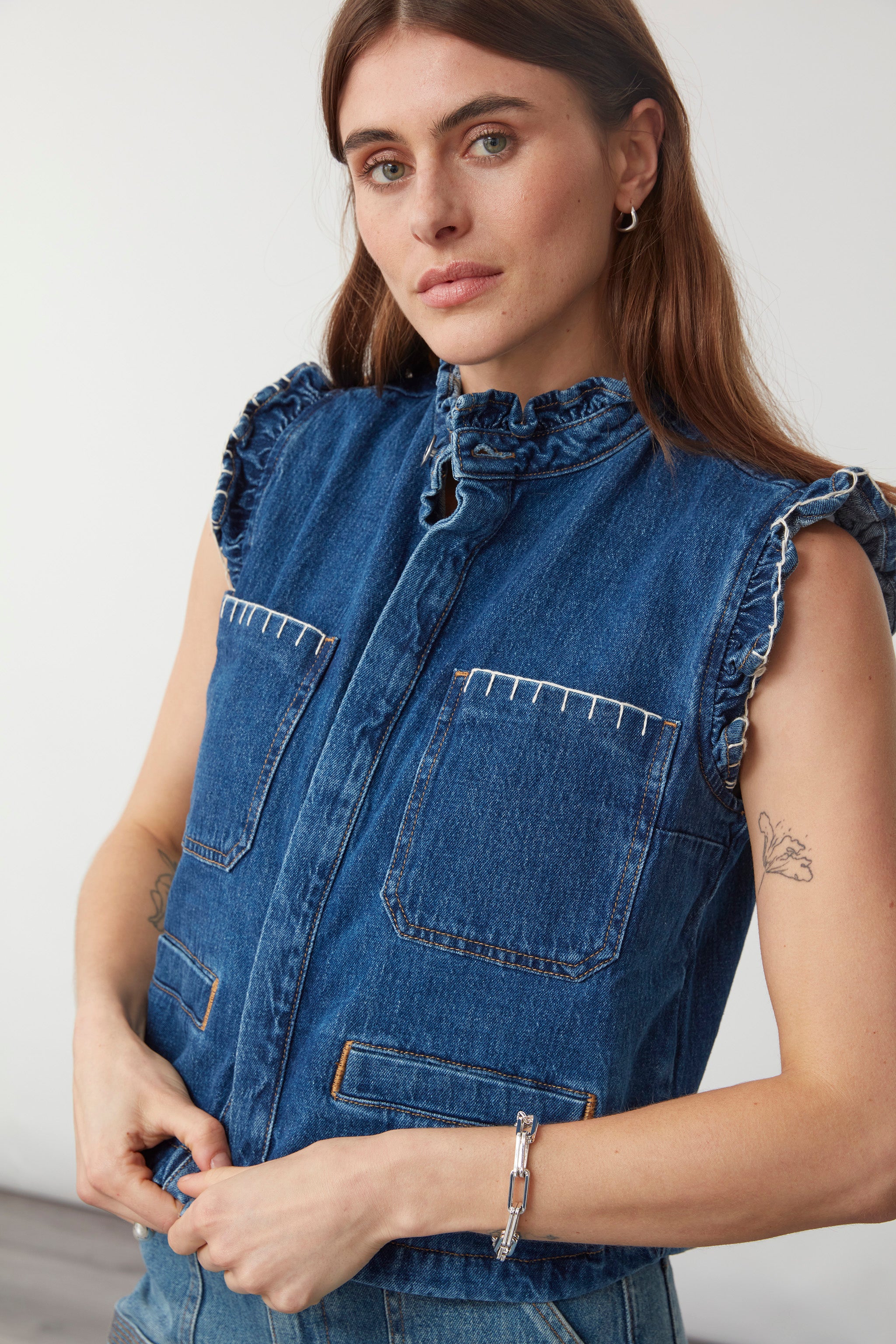 The cullni Faux Denim Safari Vest Safari Vest – The Porch